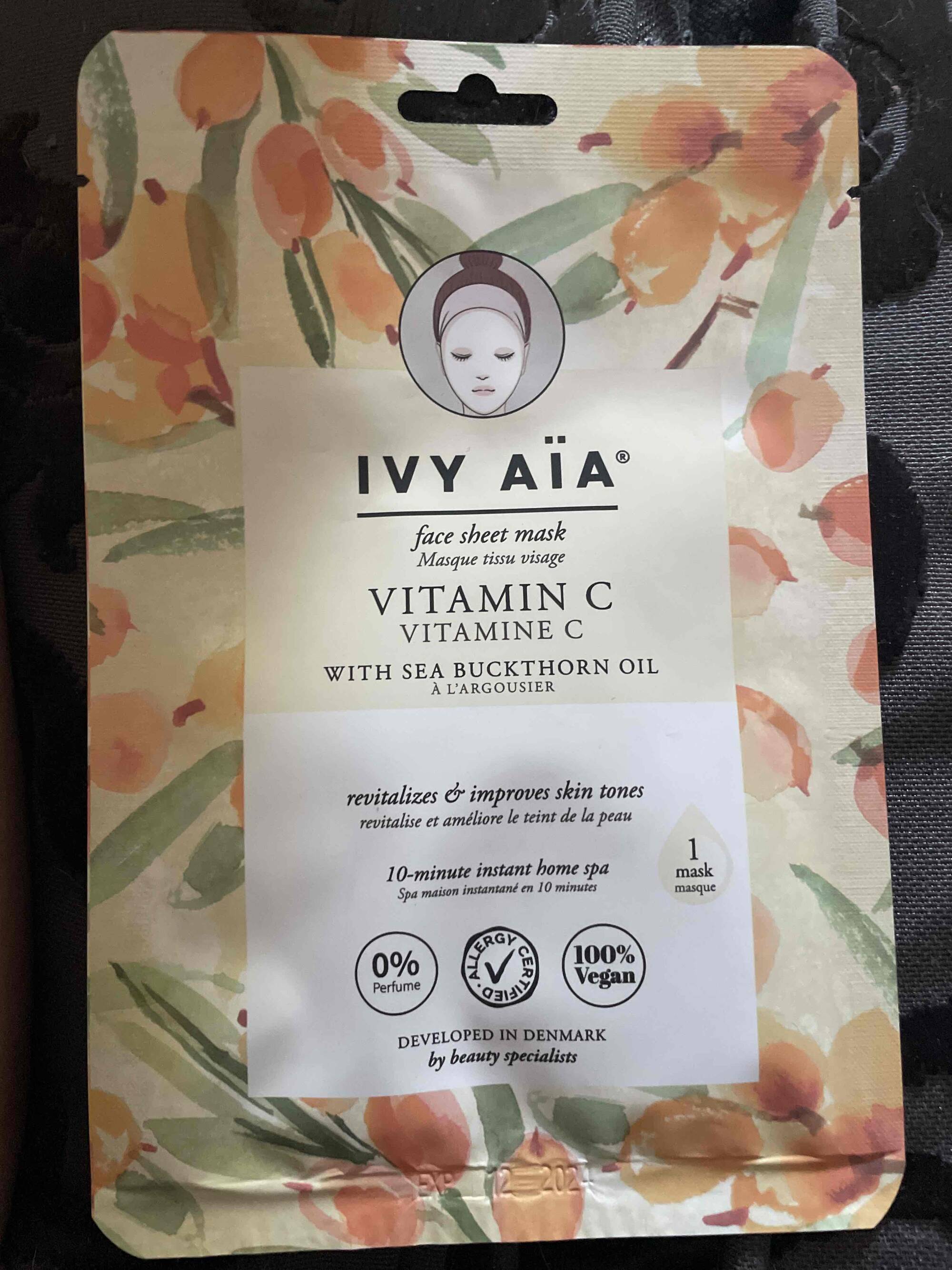 IVY AÏA - Masque tissu visage Vitamin C
