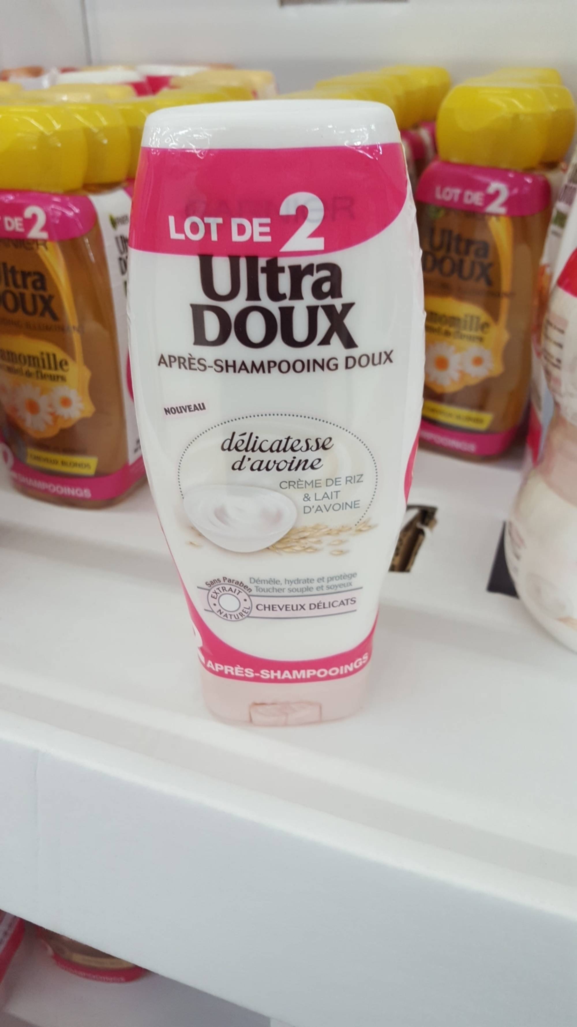 GARNIER - Ultra doux - Après-shampooing doux crème de riz & lait d'avoine
