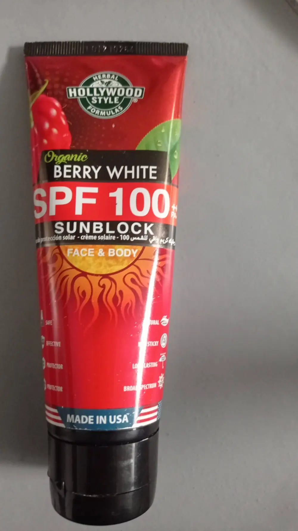HOLLYWOOD STYLE - Organic berry white - Sunblock face and body SPF 100 
