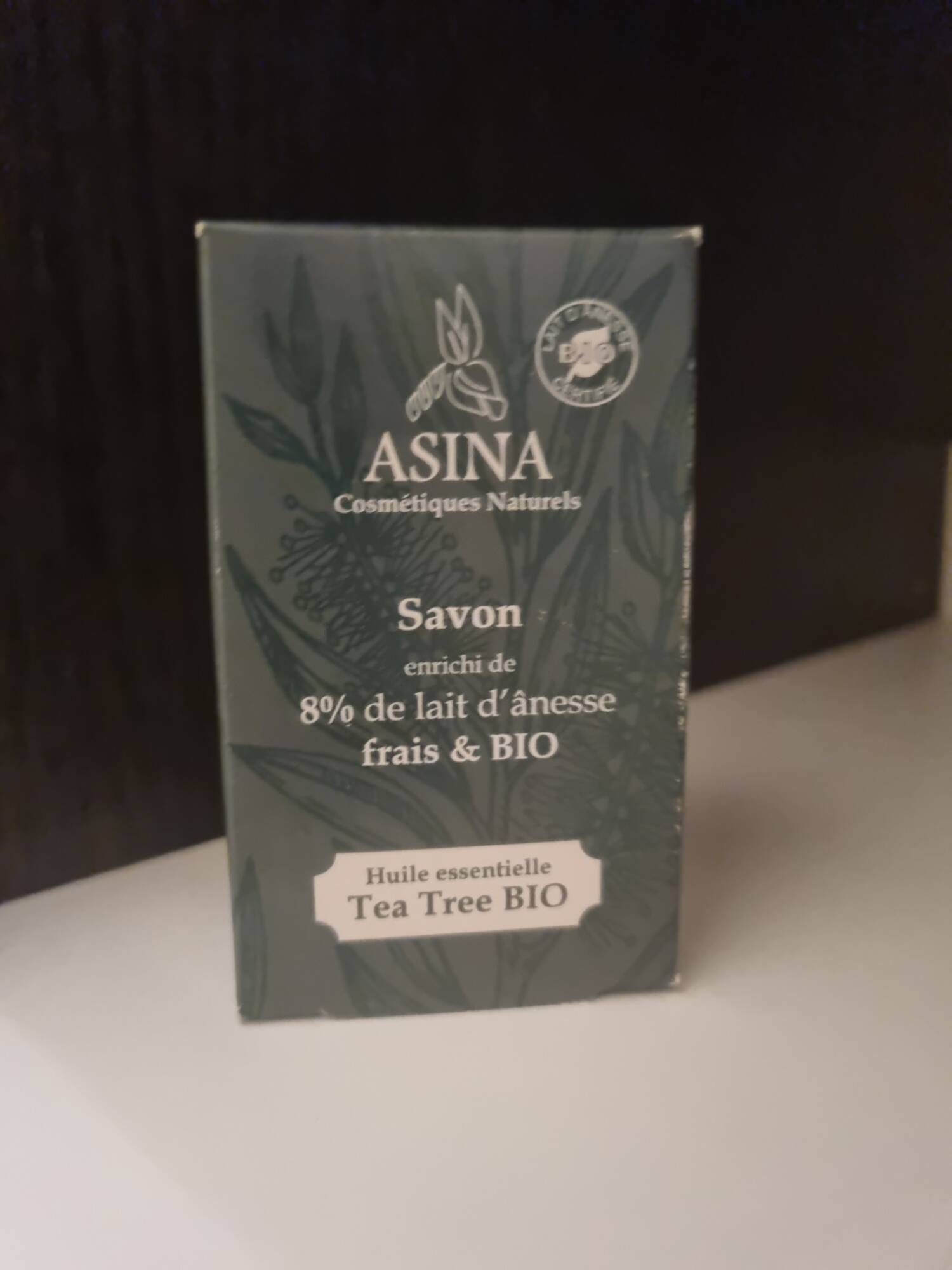 ASINA - Tea tree bio - Savon 8% de lait d'ânesse frais et bio