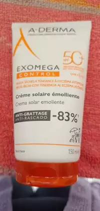 A-DERMA - Exomega control - Crème solaire émolliente SPF 50+