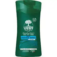 L'ARBRE VERT BIEN-ÊTRE - L'Arbre Vert Bien-être Douche Homme 3 en1 Visage Corps Cheveux Parfum Fraicheur Intense + Provitamine B5 - Hypoallergénique et pH Neutre - 95% d'ingrédients d'origine naturelle - 250mL