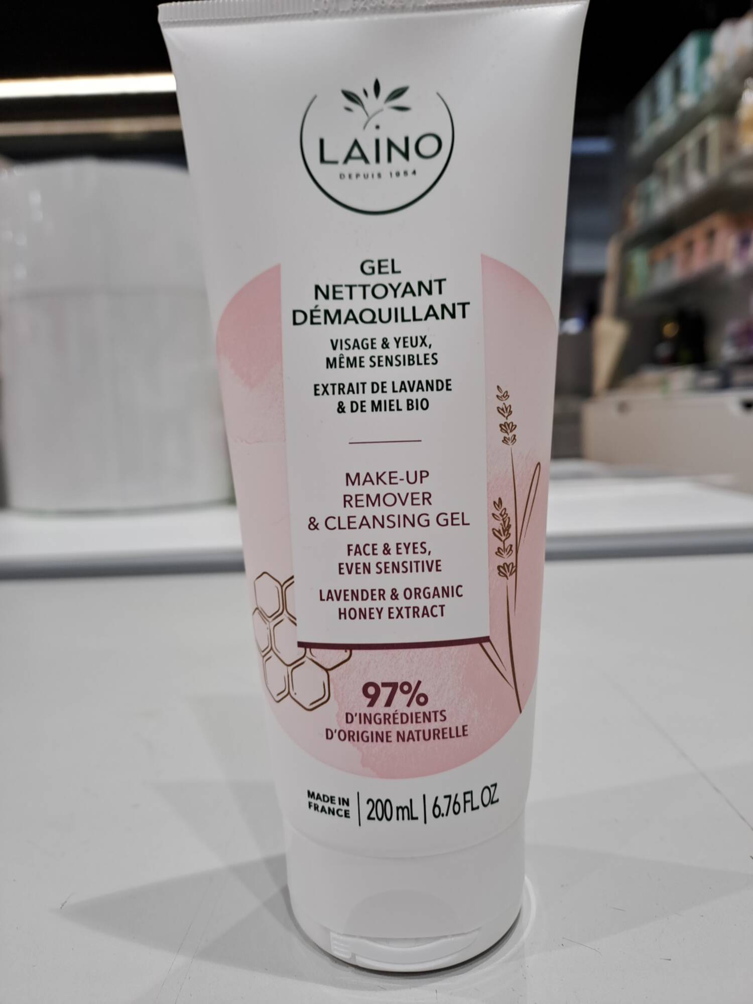 LAINO - Gel nettoyant démaquillant visage et yeux 