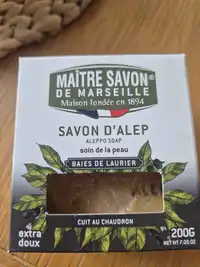 MAÎTRE SAVON DE MARSEILLE - Baies de laurier - Savon d’Alep extra doux