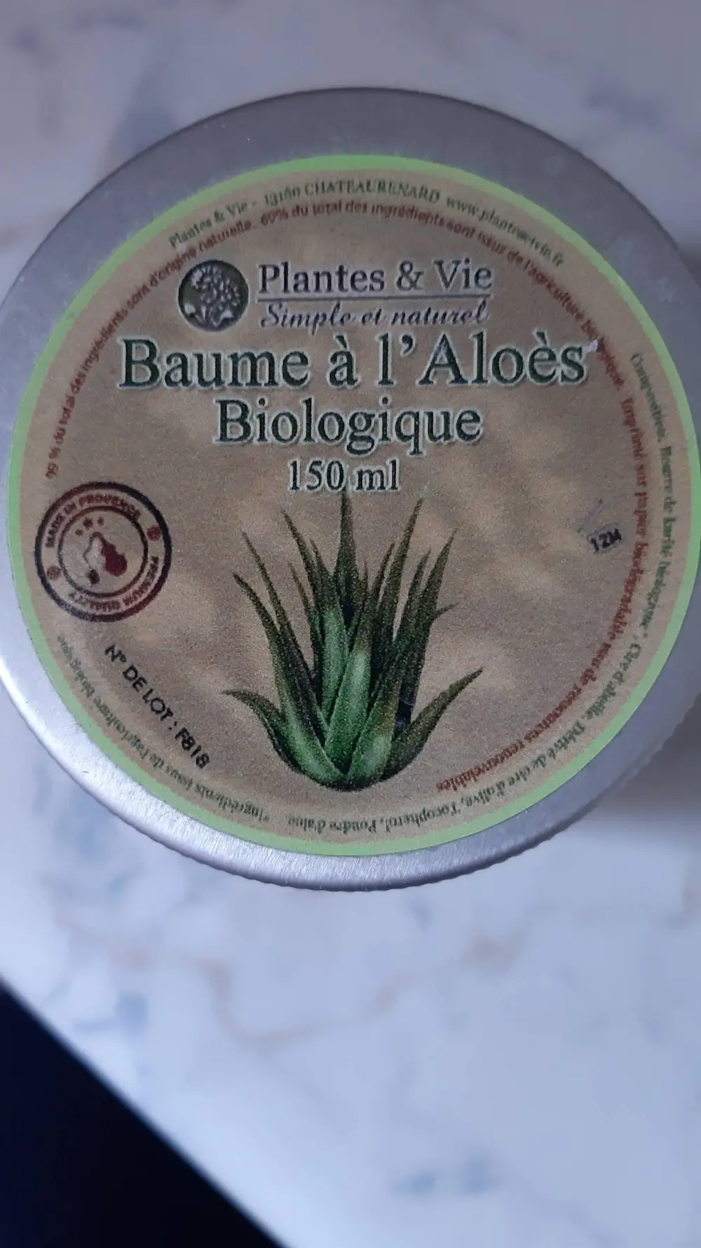 PLANTES & VIE - Baume à l'aloés biologique