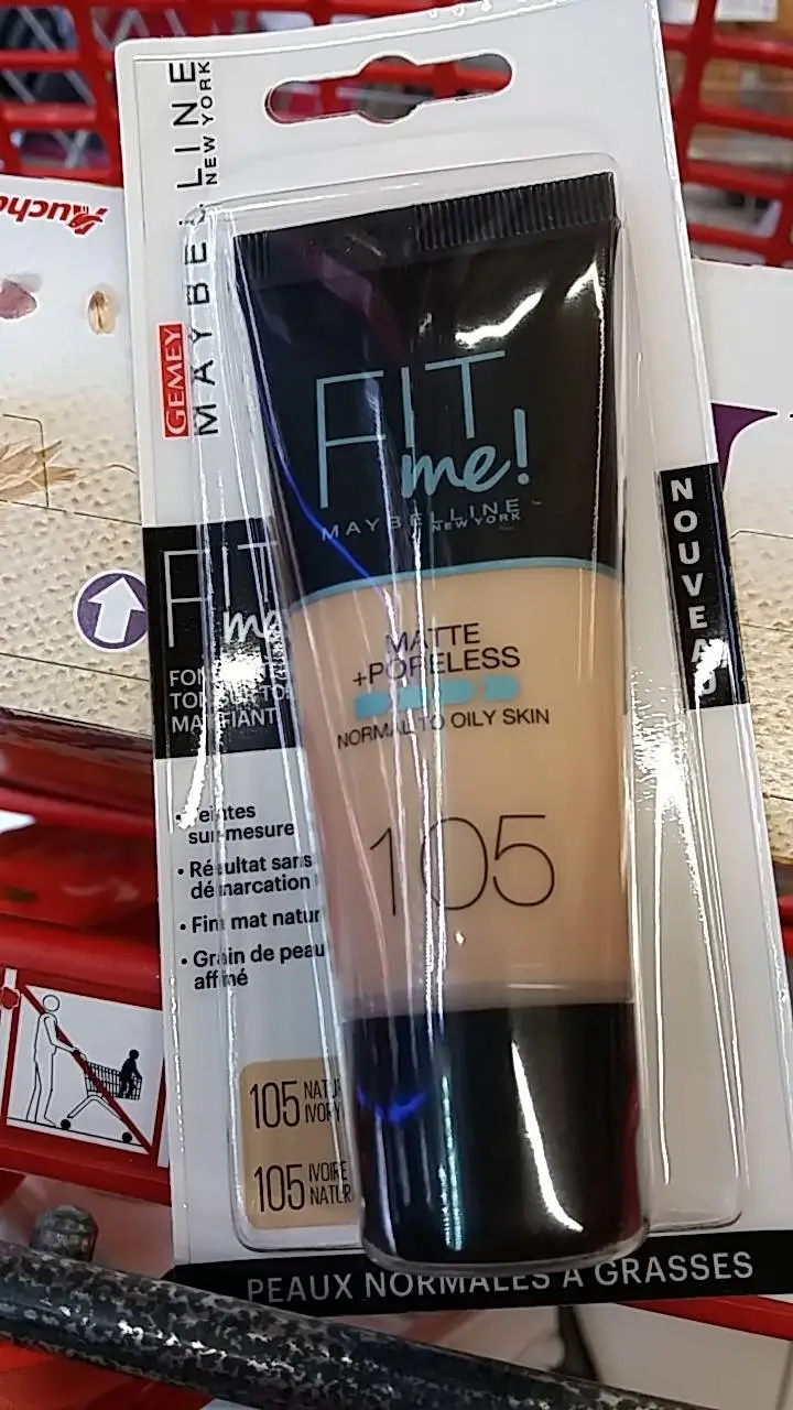 GEMEY MAYBELLINE - Fond de Teint Fit Me Matte + Poreless 105 Ivoire naturel