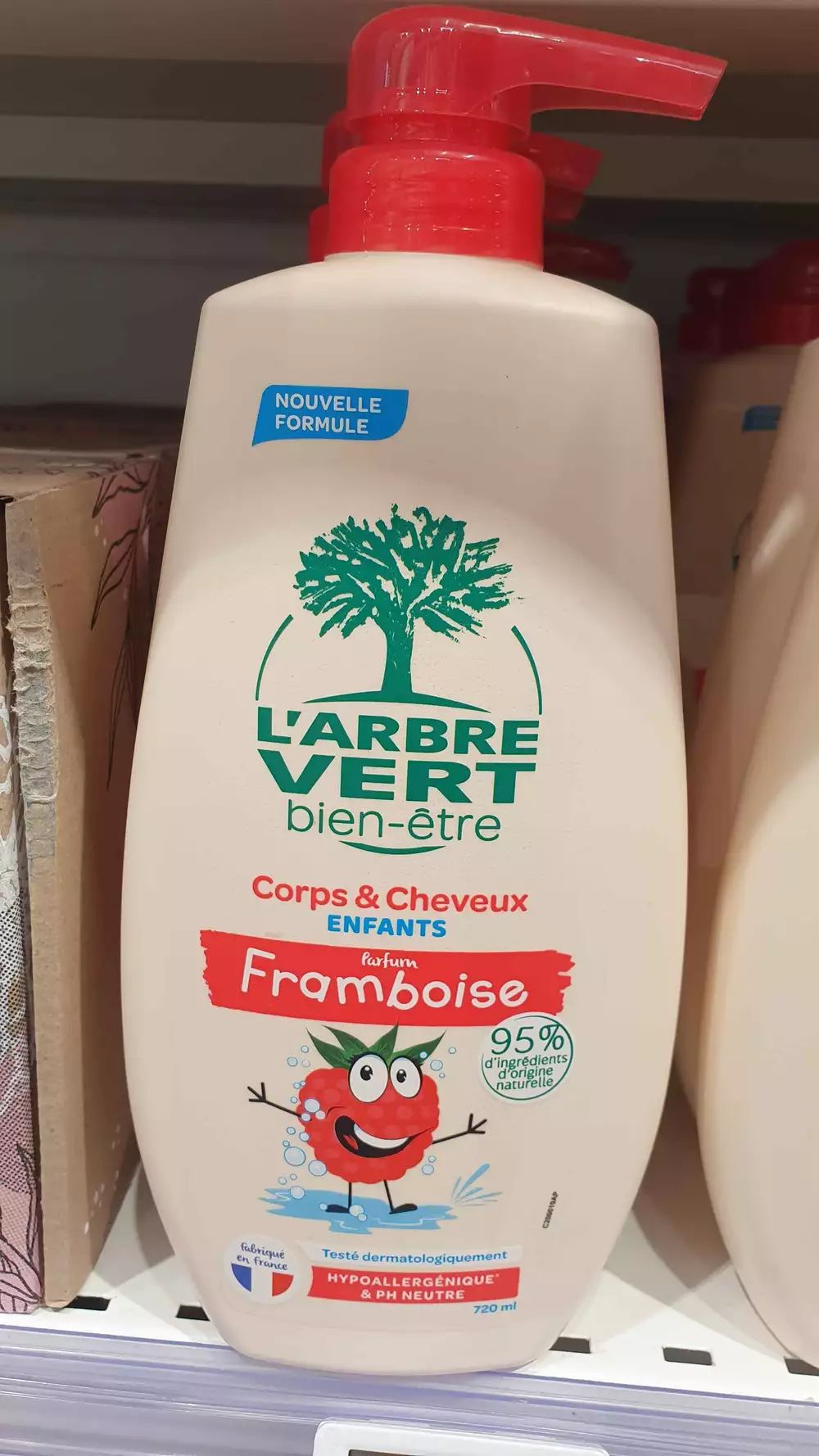 L'ARBRE VERT - Shampooing gel douche corps & cheveux enfants parfum framboise