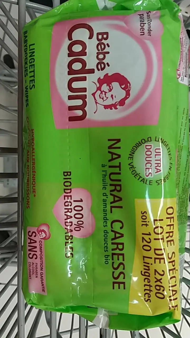 CADUM - Natural caresse - lingettes à l'huile d'amendes douces bio