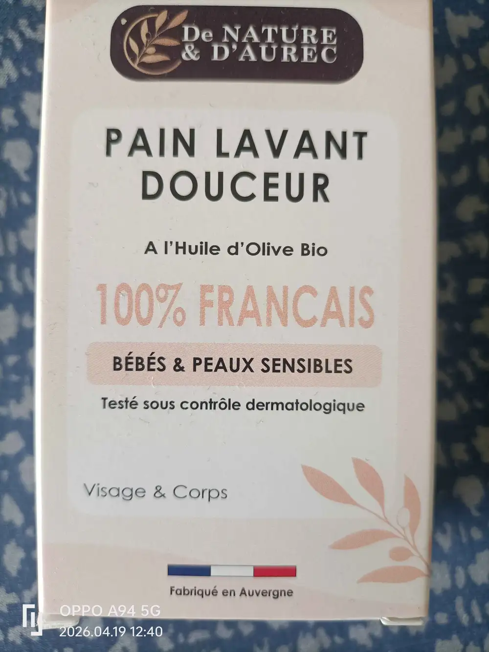 DE NATURE & D'AUREC - Bébés & peaux sensibles - Pain lavant douceur visage & corps