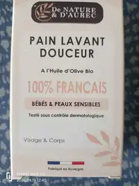 DE NATURE & D'AUREC - Bébés & peaux sensibles - Pain lavant douceur visage & corps