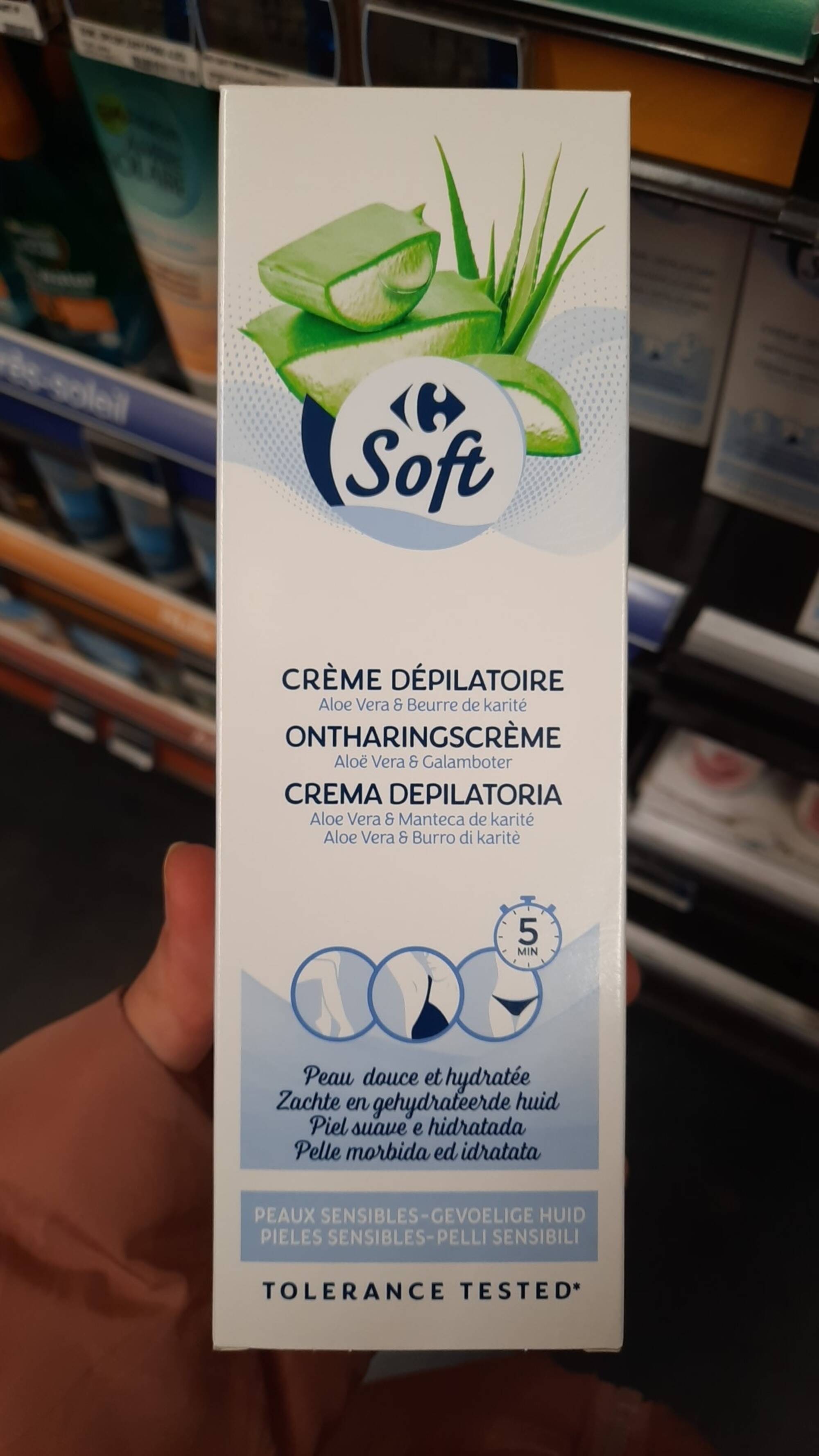 CARREFOUR SOFT - Crème dépilatoire aloe vera & beurre de karité
