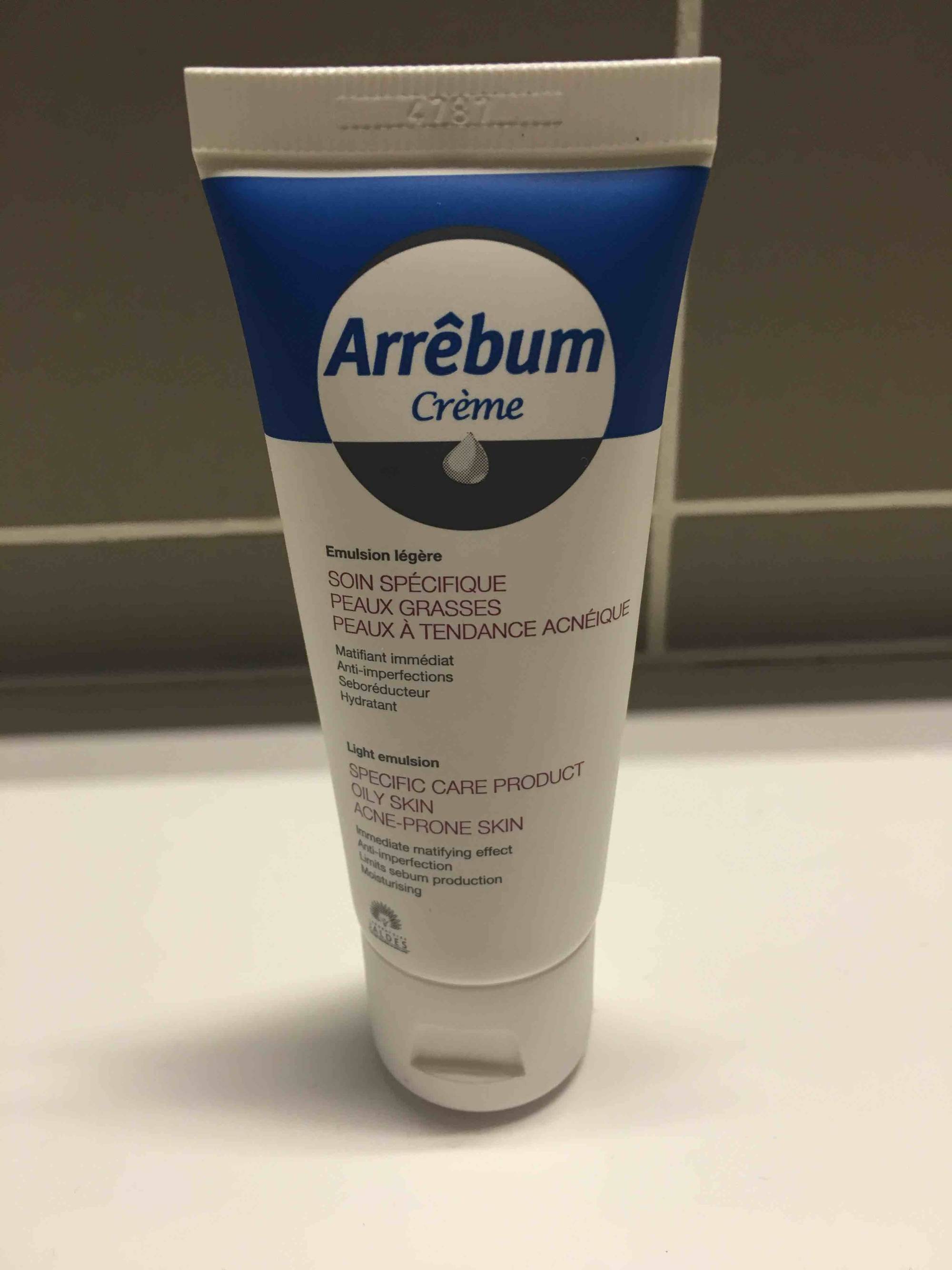 JALDES - Arrêbum Crème - Émulsion légère - Soin spécifique peaux grasses, peaux à tendance acnéique