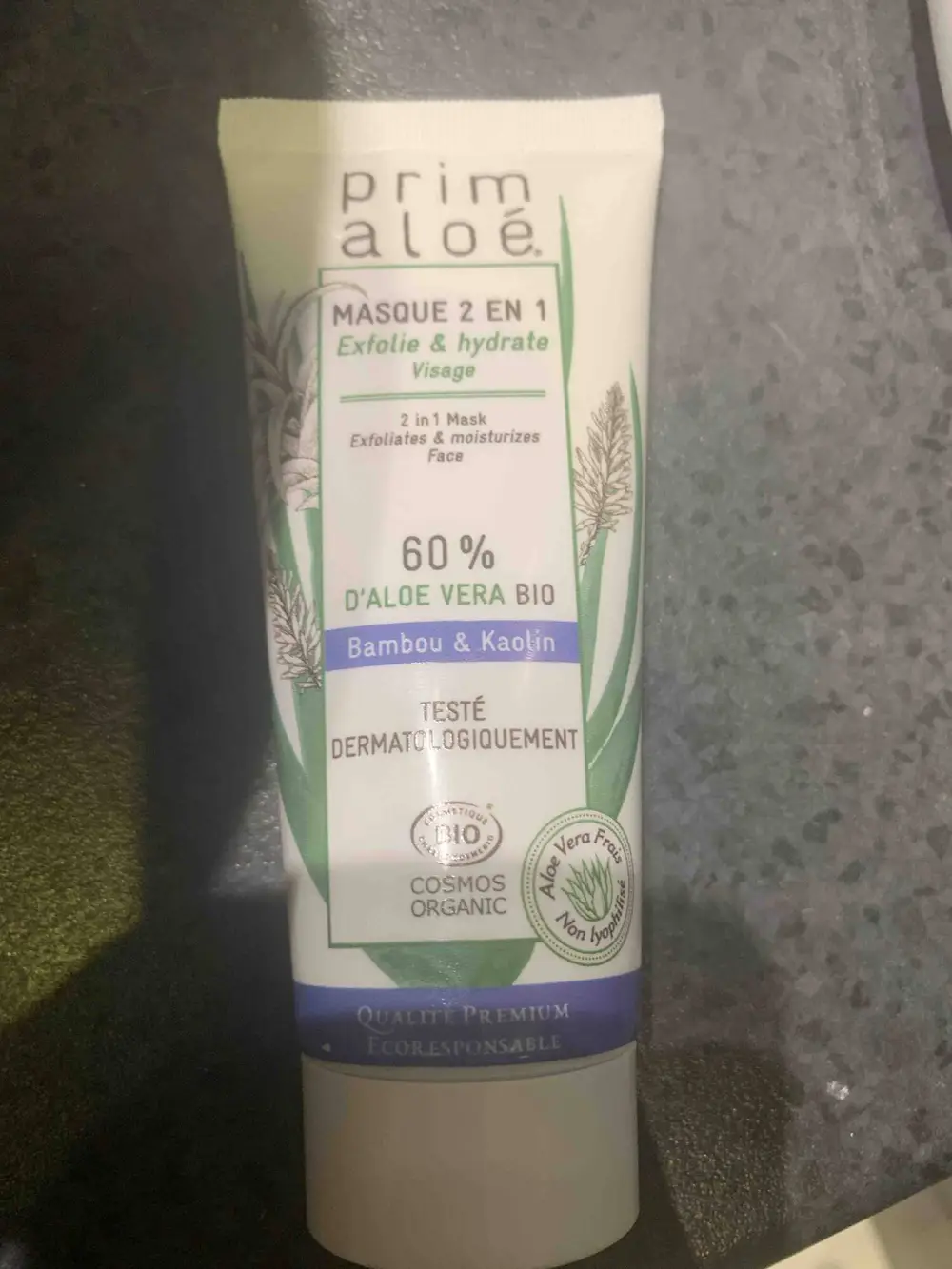 PRIM ALOÉ - 60% d'aloe vera bio - Masque 2 en 1 
