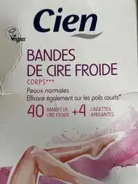 CIEN - 40 Bandes de cire froide corps + 4 lingettes apaisantes