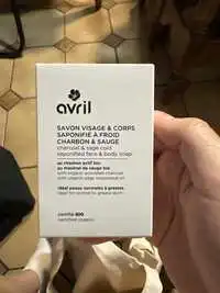 AVRIL - Savon visage et corps charbon et sauge 