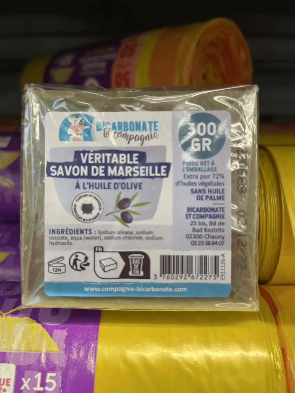 BICARBONATE & COMPAGNIE - Véritable savon de Marseille à l'huile d'olive