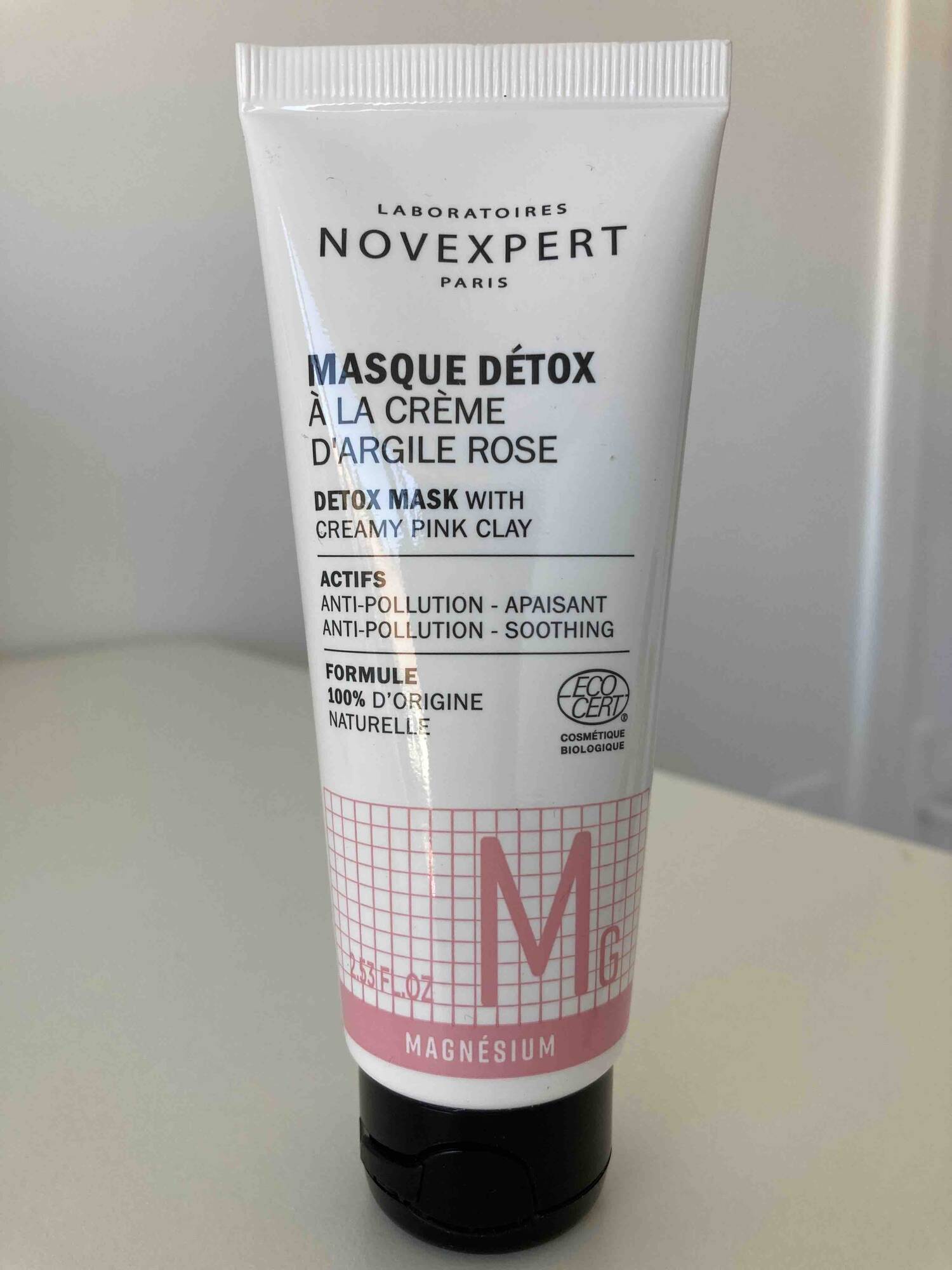 NOVEXPERT - Magnésium - Masque détox à la crème d'Argile Rose