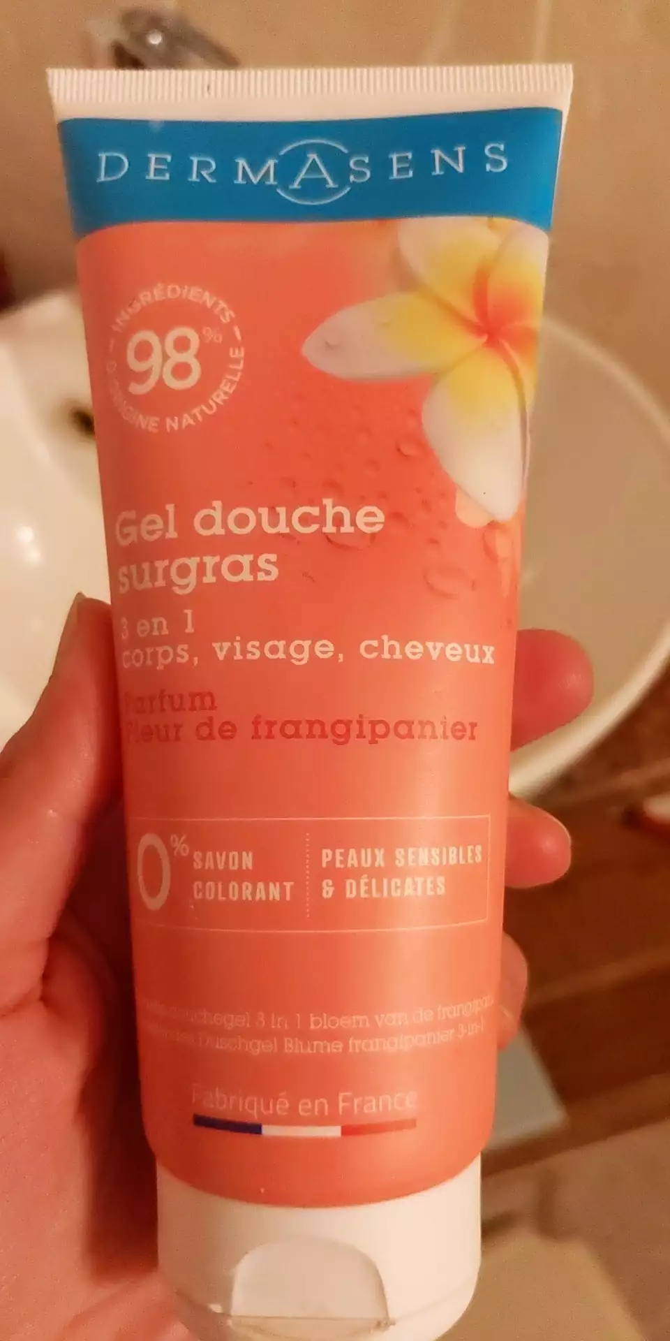 DERMASENS - Fleur de frangipanier - Gel douche surgras 3 en 1