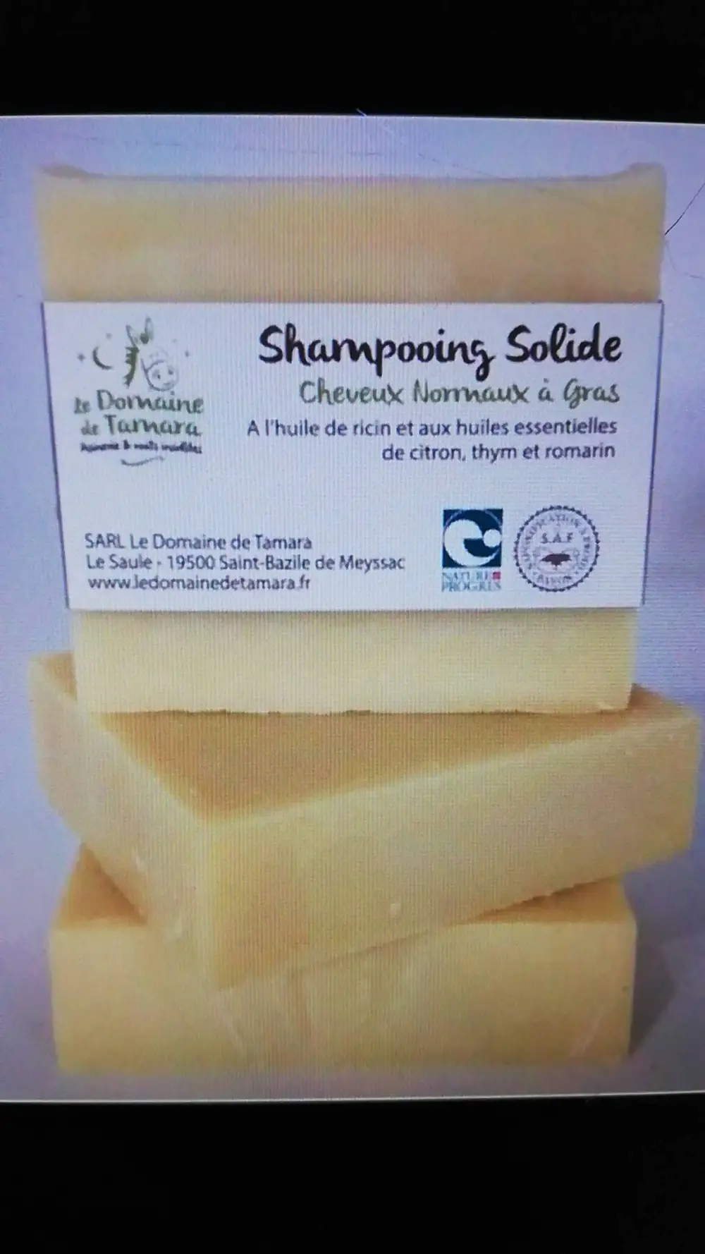 LE DOMAINE DE TAMARA - Shampooing solide cheveux normaux à gras