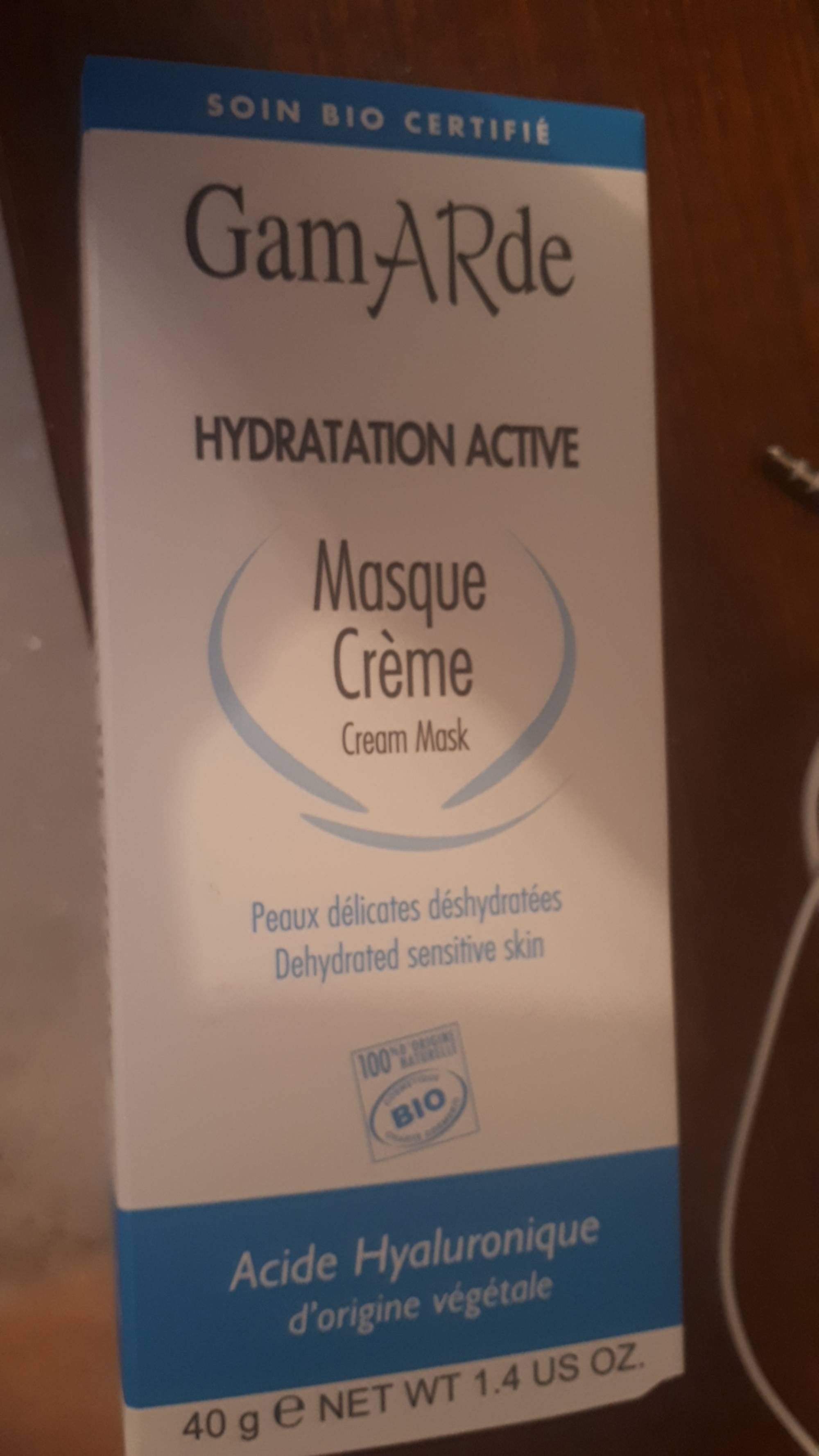 GAMARDE - Masque crème hydratation active bio