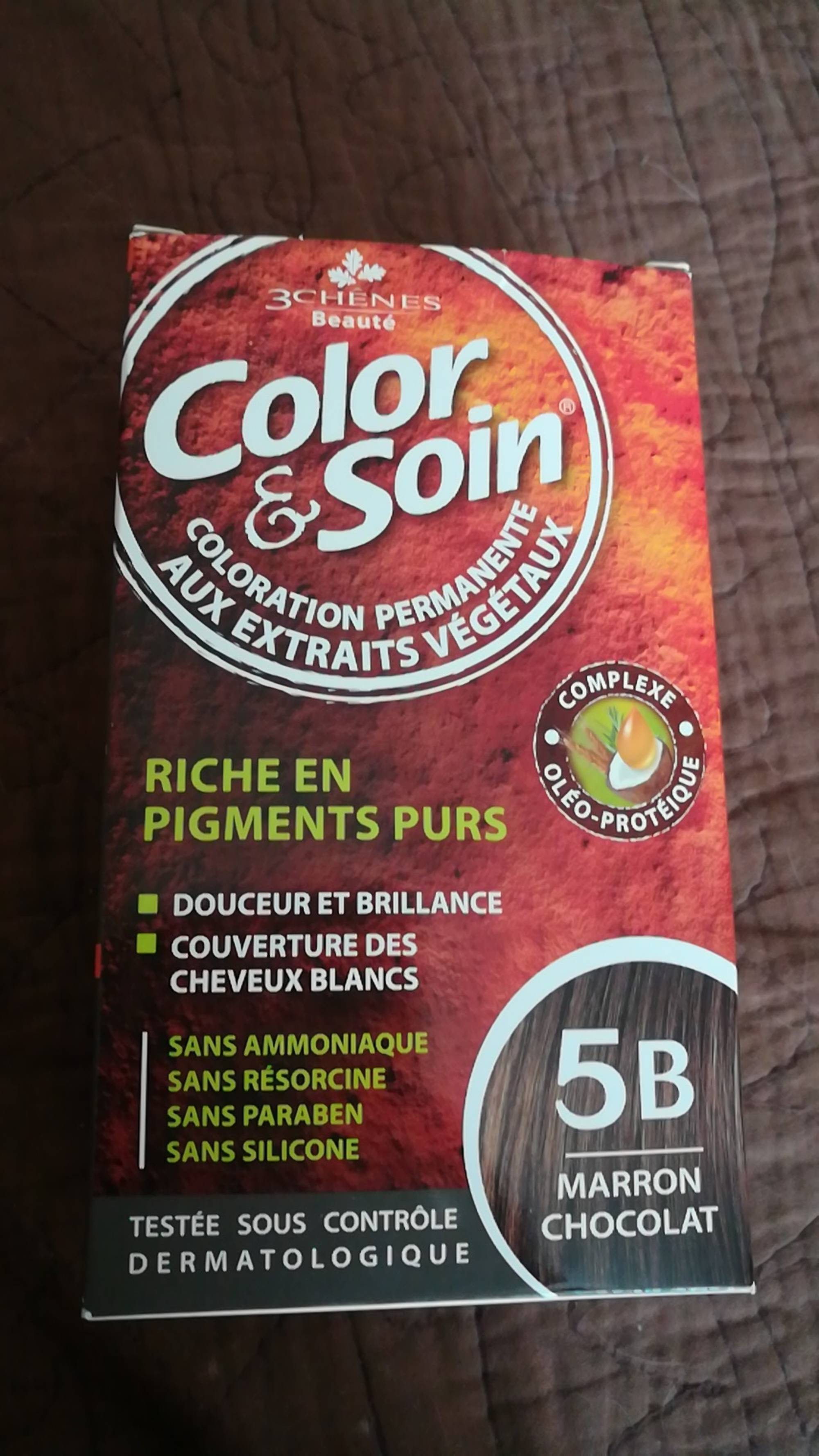 LES 3 CHÊNES - Color & soin - Coloration permanente aux extraits végétaux - 5B marron chocolat 