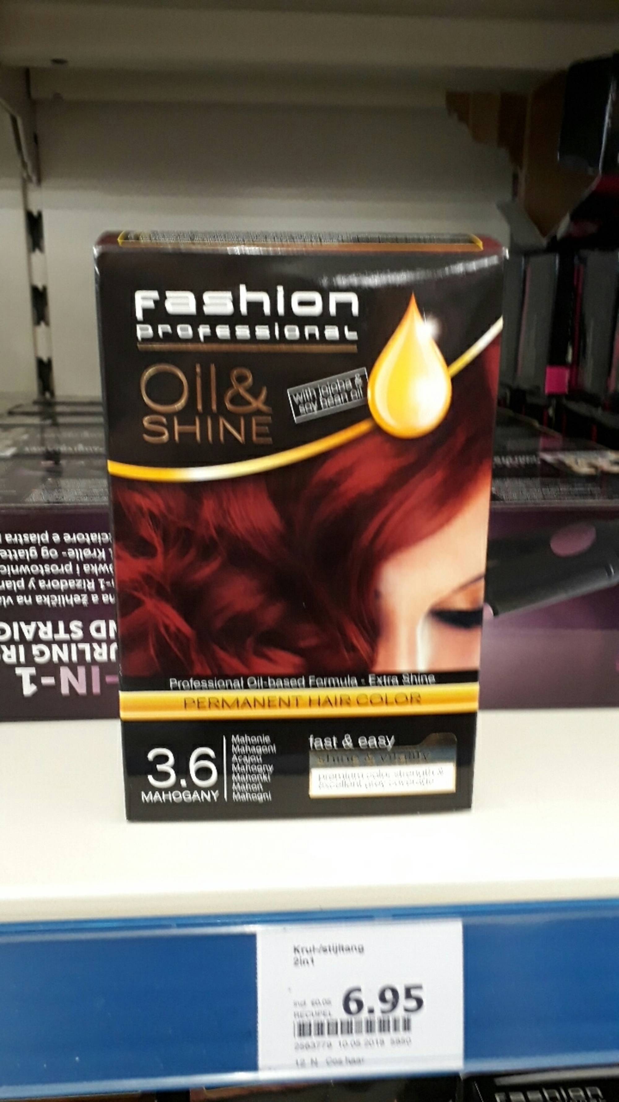 FASHION PROFESSIONAL - Oil & shine - Permanent hair color 3.6 Mahogany