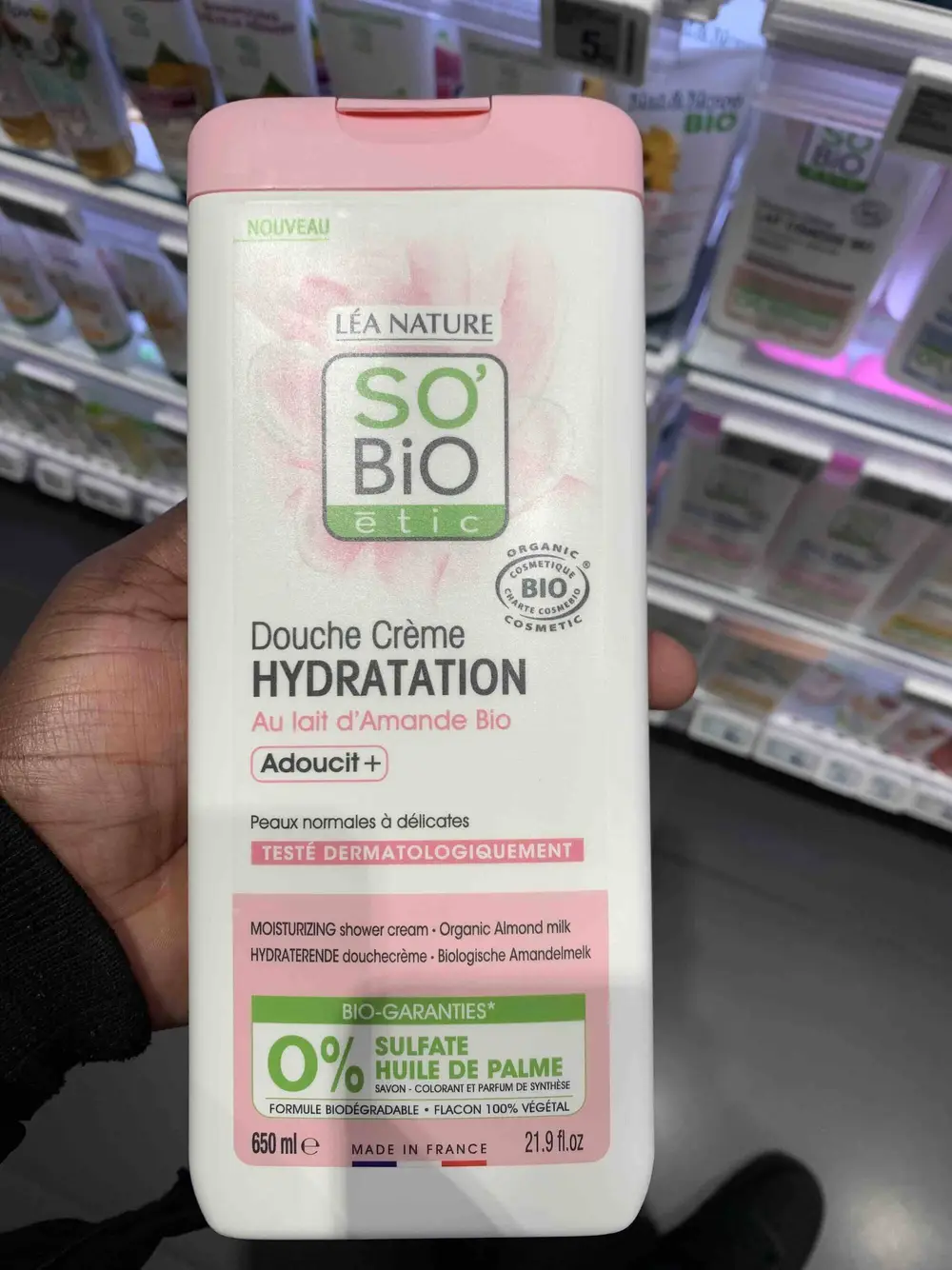 SO'BIO ÉTIC - Douche crème hydratation au lait d'Amande Bio