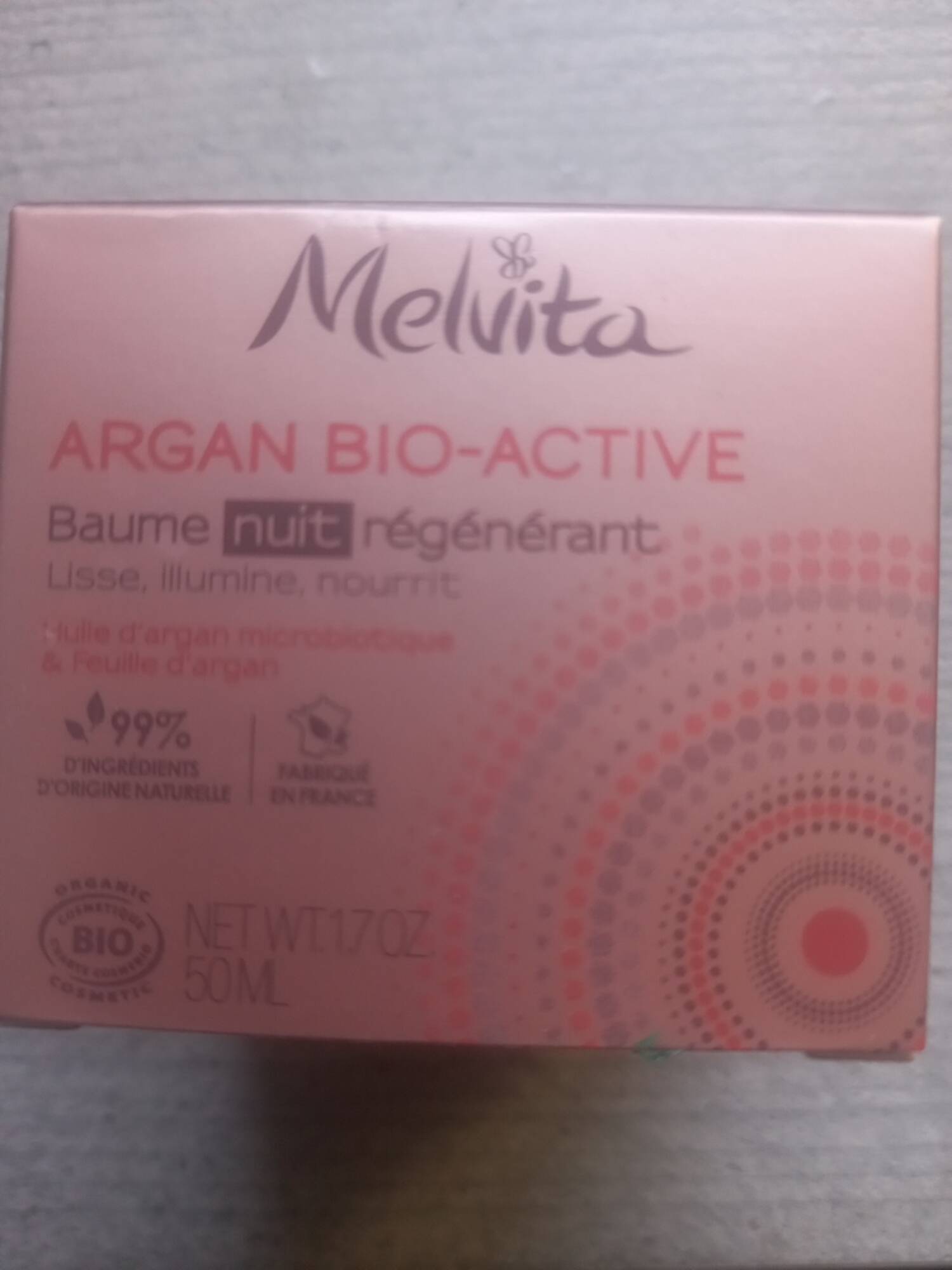 MELVITA - Argan bio-active - Baume nuit régénérant