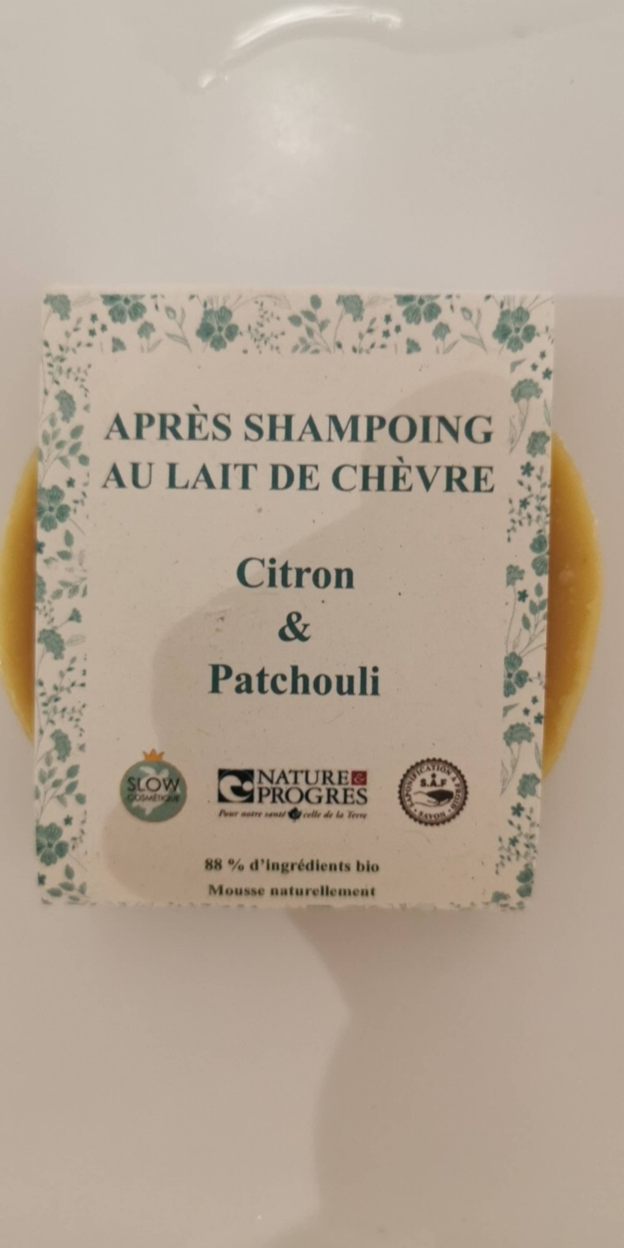 NATURE & PROGRÈS - Citron & Patchouli - Après shampooing au lait de chèvre
