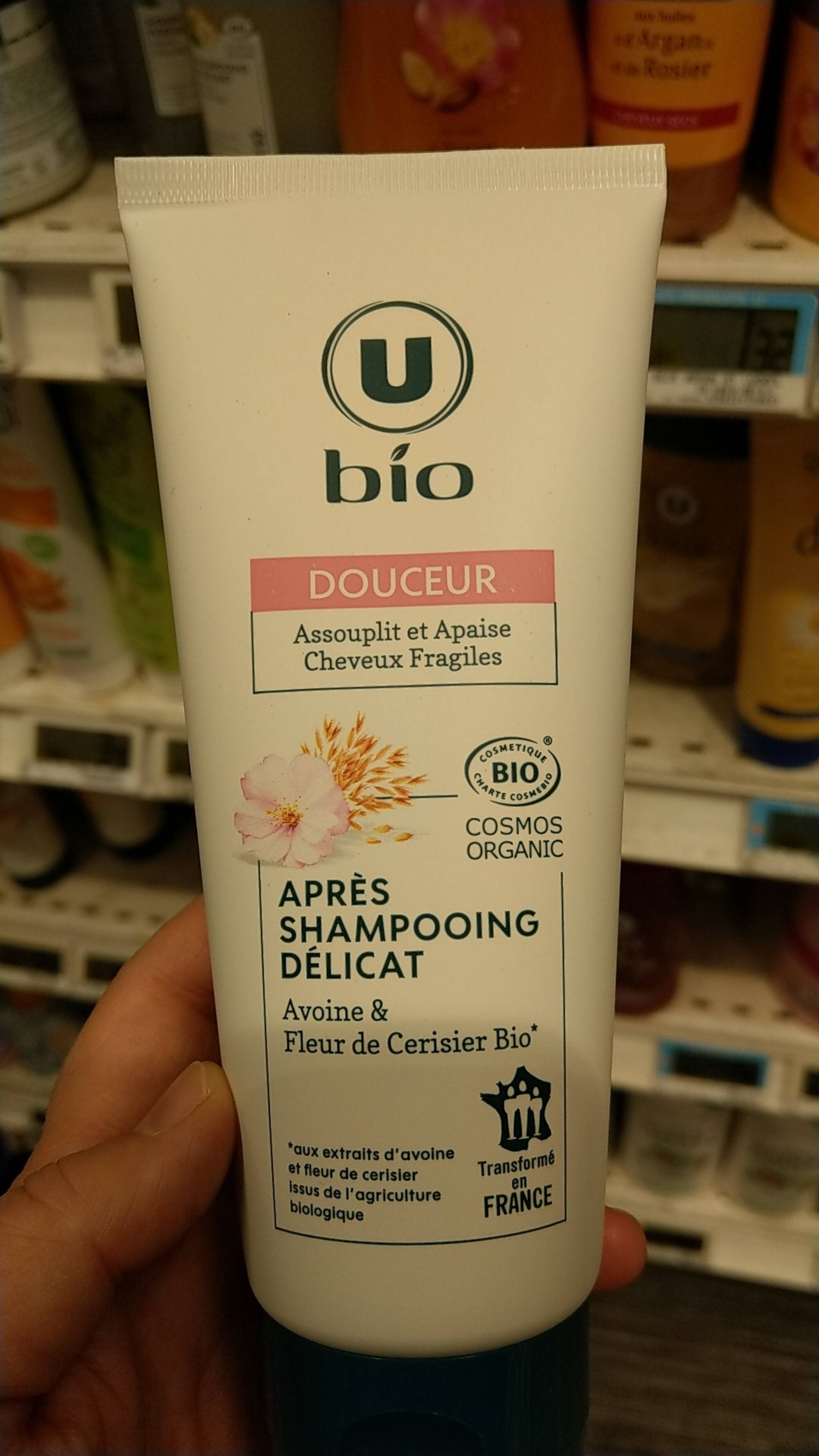 U BIO -  Après shampooing délicat Avoine & fleur de cerisier Bio 