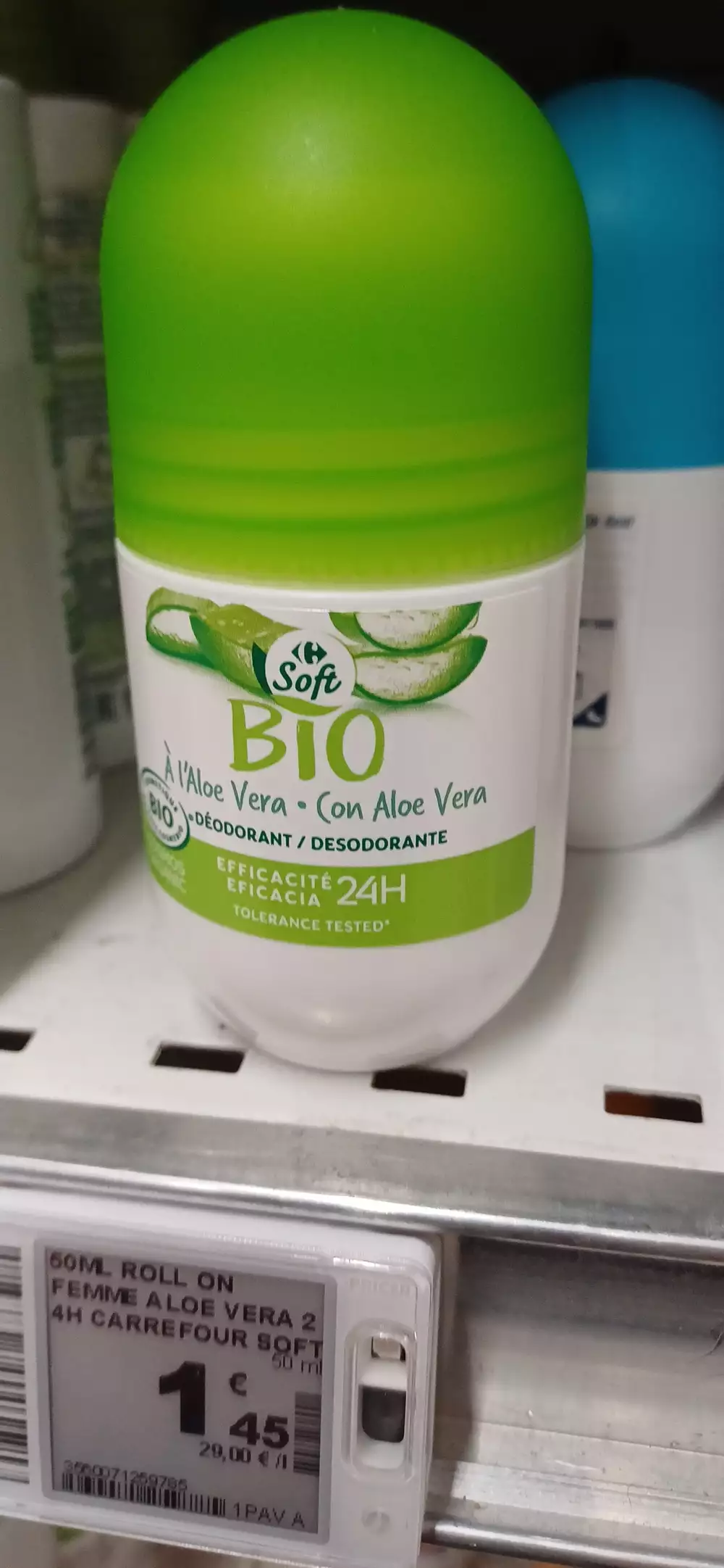CARREFOUR SOFT - Déodorant bio à l'aloe vera 24h
