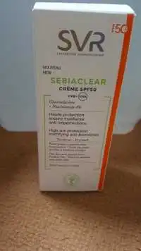 SVR LABORATOIRES DERMATOLOGIQUE - Sebiaclear - Crème solaire matifiante spf50