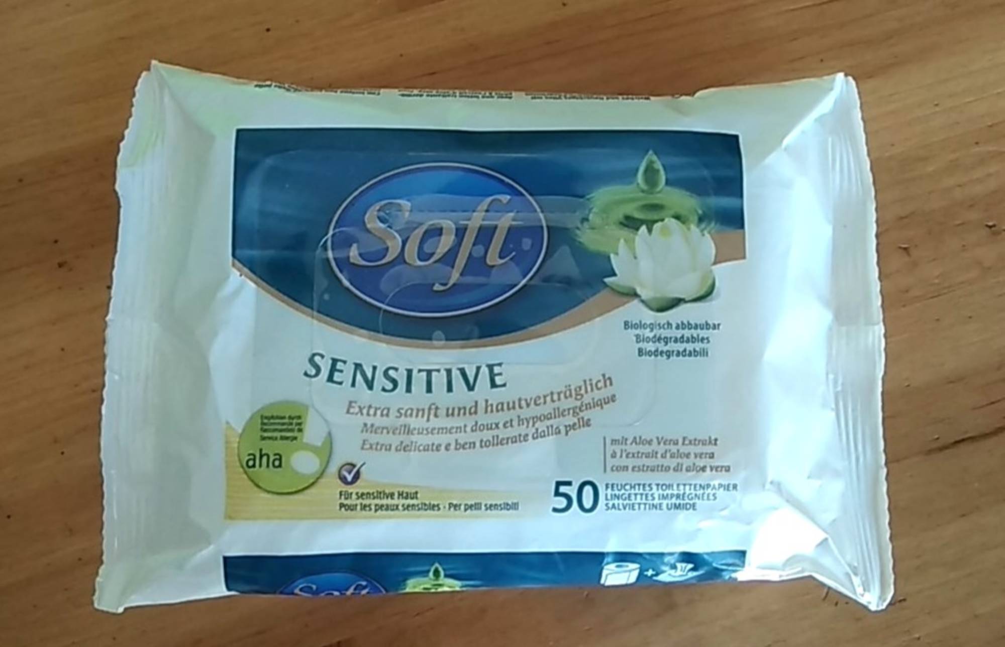 SOFT - Sensitive - 50 Lingettes imprégnées biodégradables