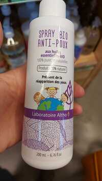 LABORATOIRE ALTHO - Spray bio anti-poux aux huiles essentielles bio