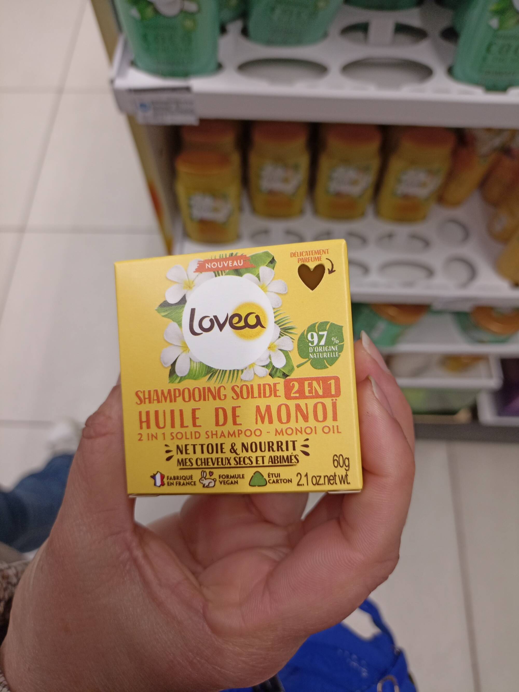 LOVEA - Huile de monoï - Shampooing solide 2 en 1