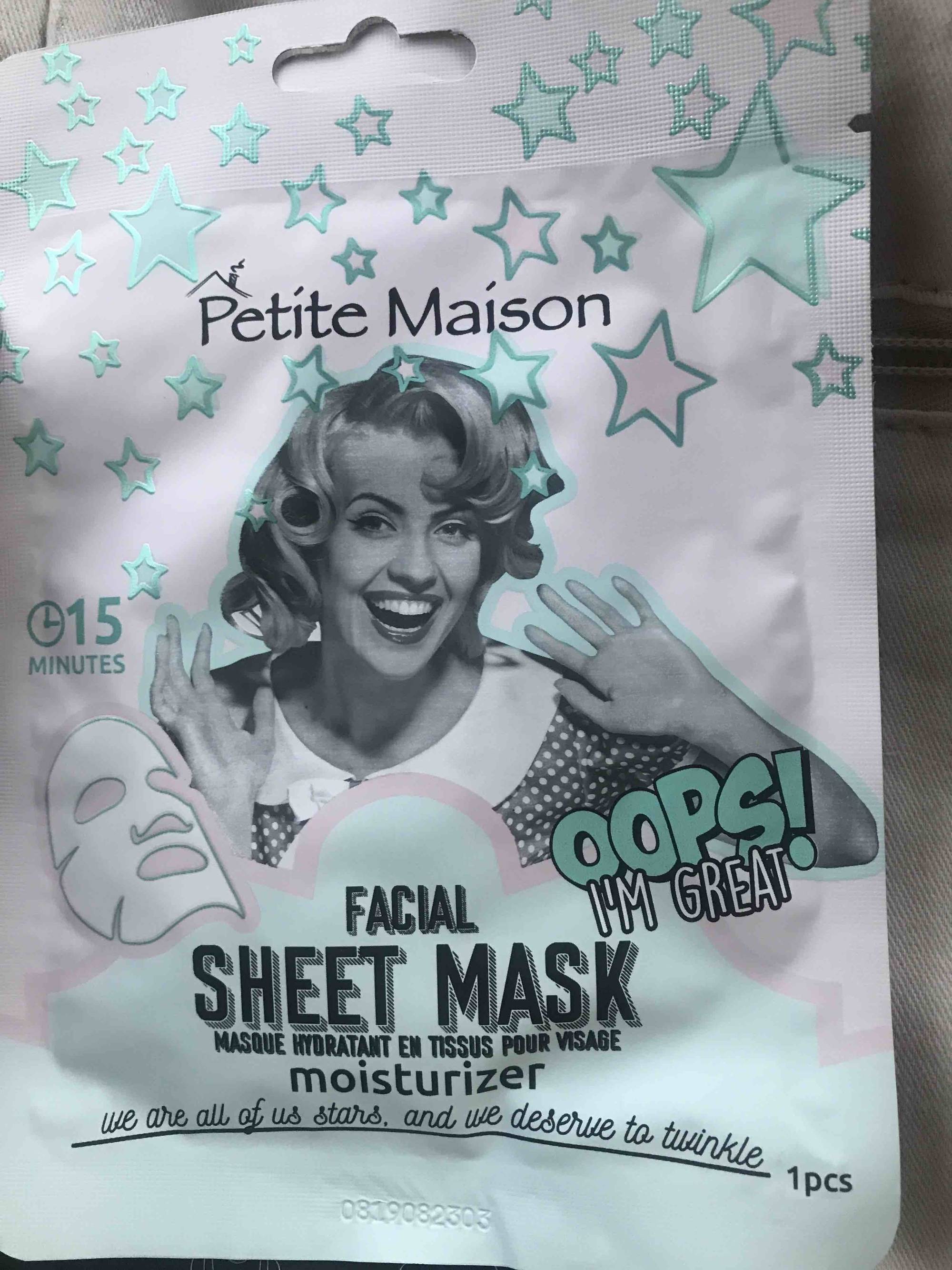 PETITE MAISON - Masque hydratant en tissus pour visage