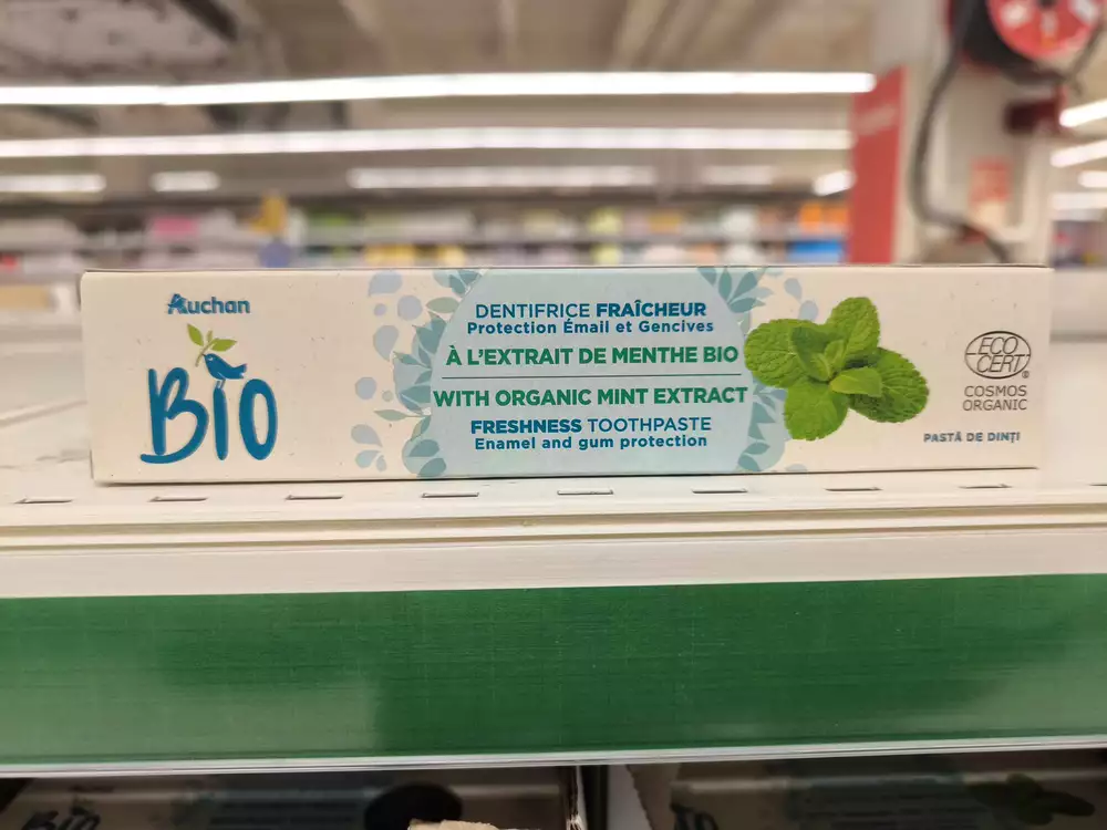 AUCHAN - Dentifrice fraîcheur menthe bio