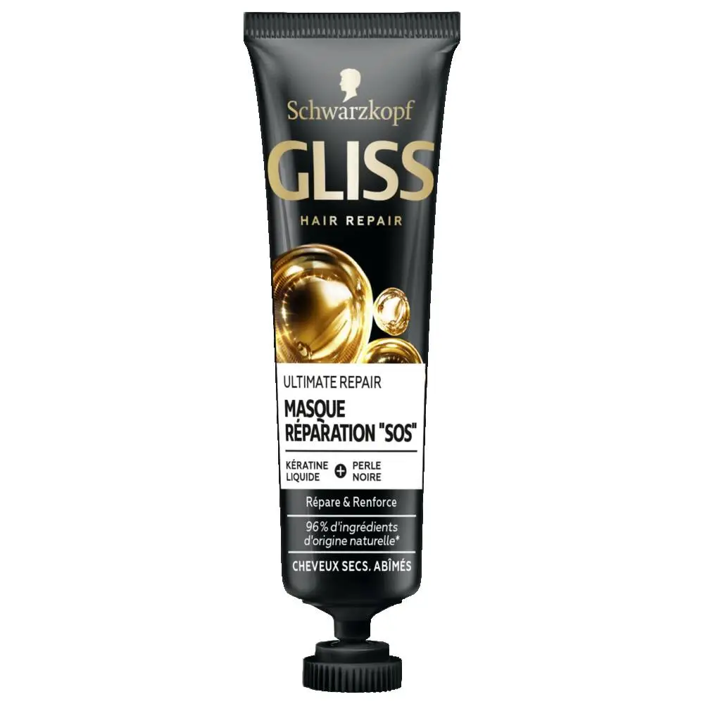 GLISS - Schwarzkopf Gliss - Masque Hair Repair 'SOS' Ultimate Repair Cheveux Extremement Abimes Secs - tube 20 ml