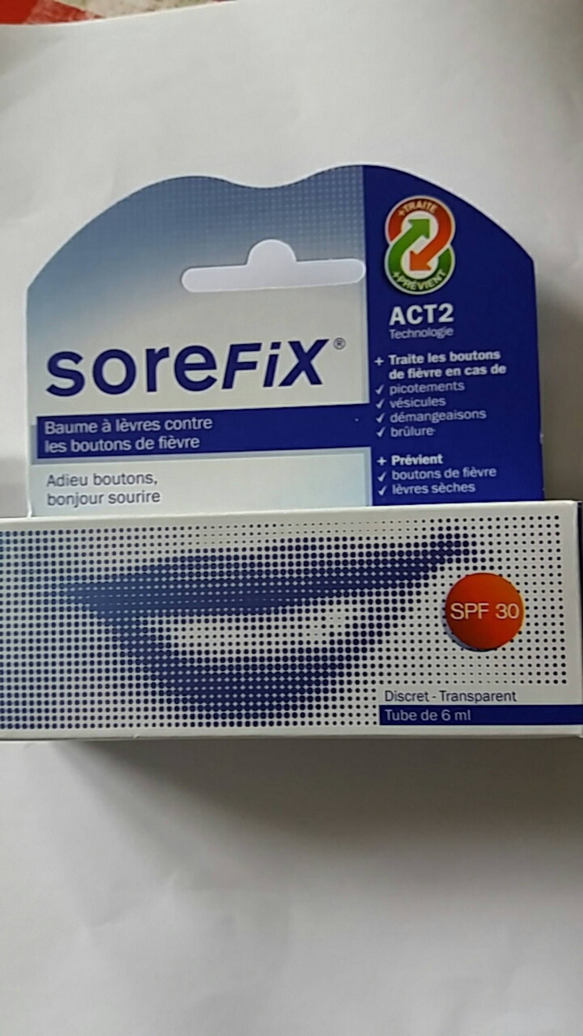 SOREFIX - Baume à lèvres transparent contre les boutons de fièvre SPF 30