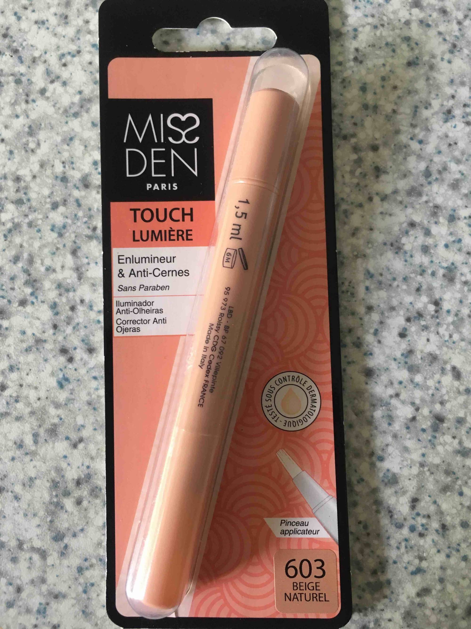 MISS DEN - Touch Lumière - Enlumineur & anti-cernes 603 beige naturel