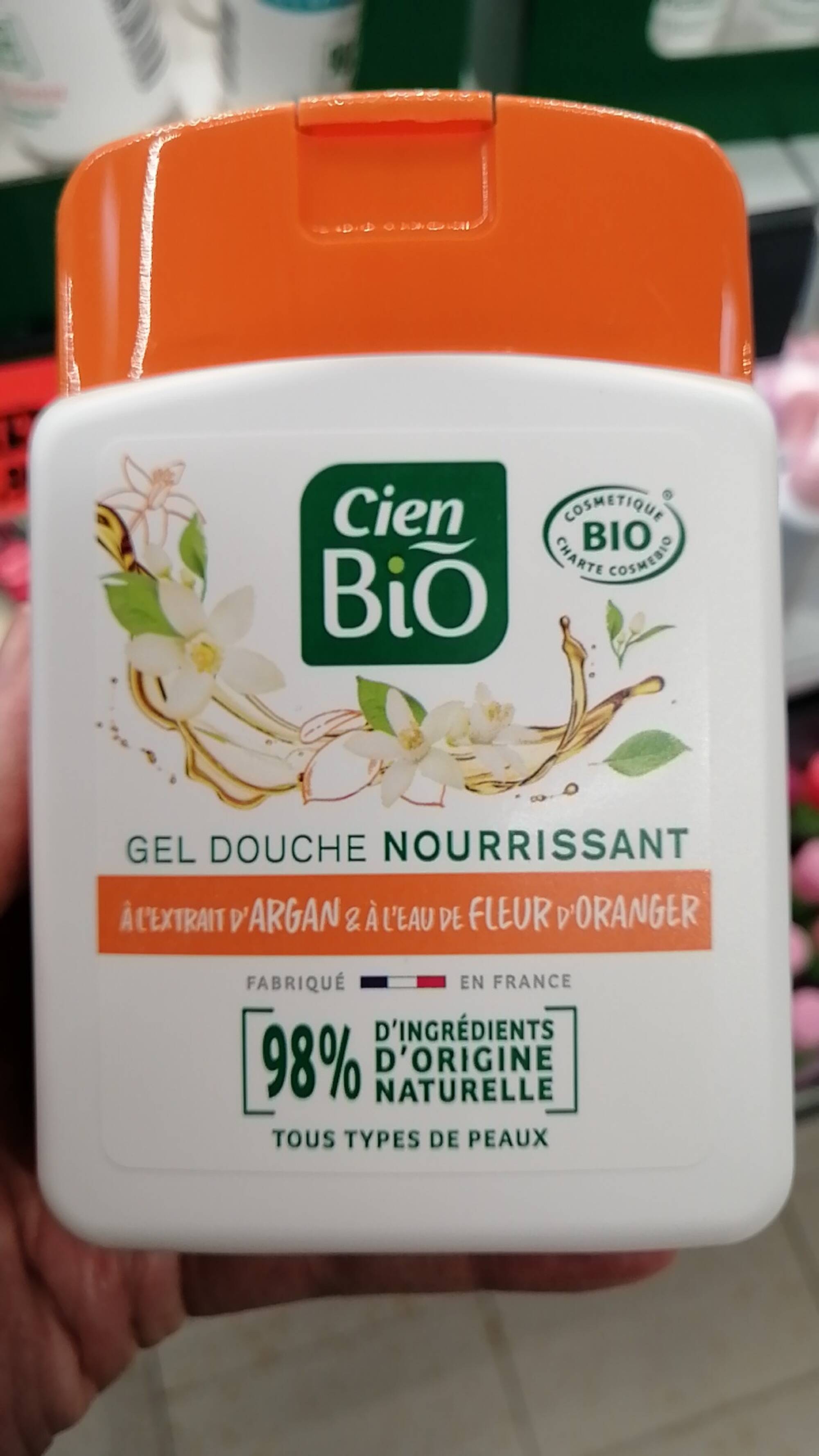 CIEN - Bio - Gel douche nourrissant à l'extrait d'Argan & à l'eau de Fleur d'Oranger