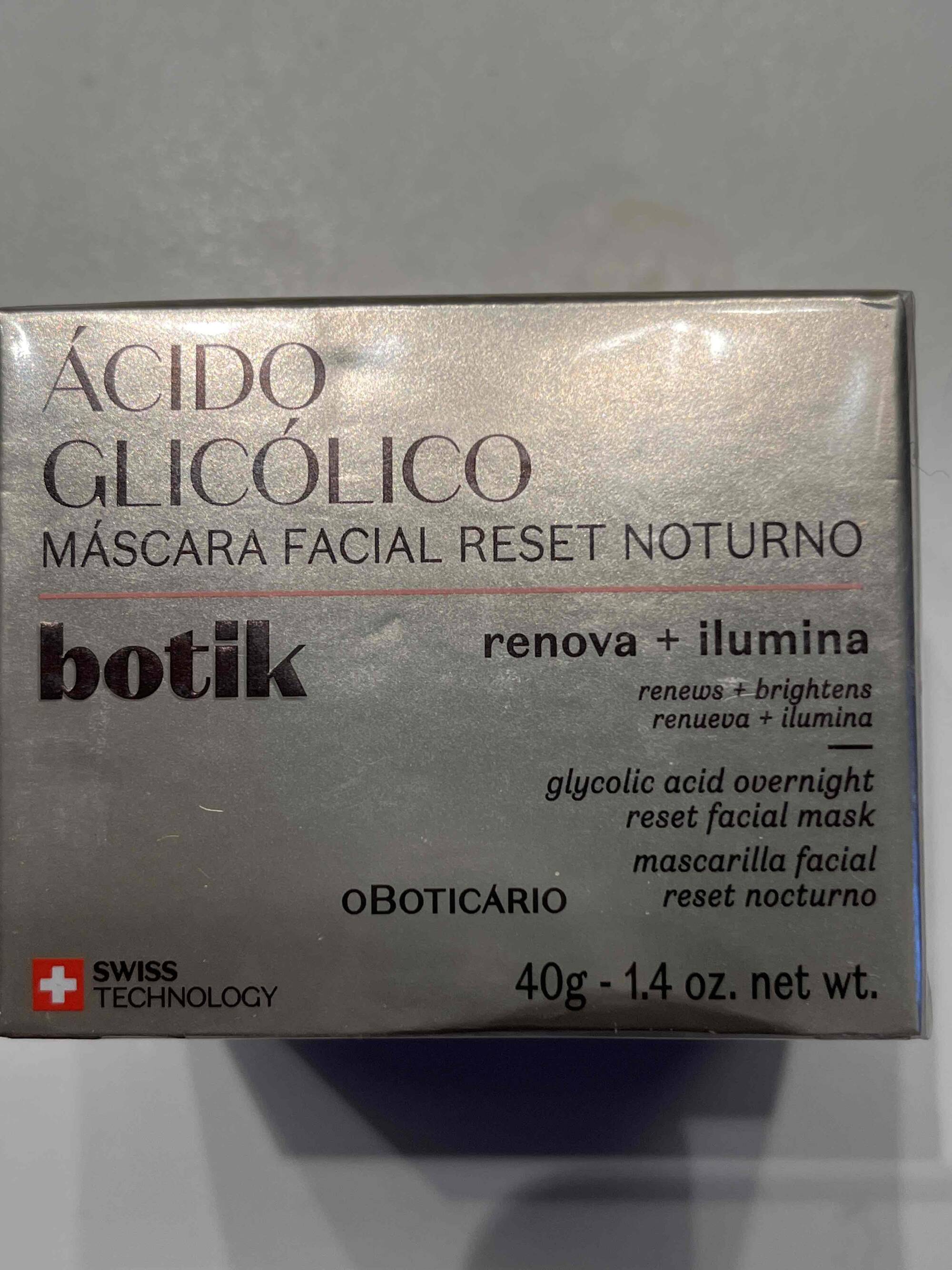 O BOTICARIO - Glycolic acid overnight reset facial mask
