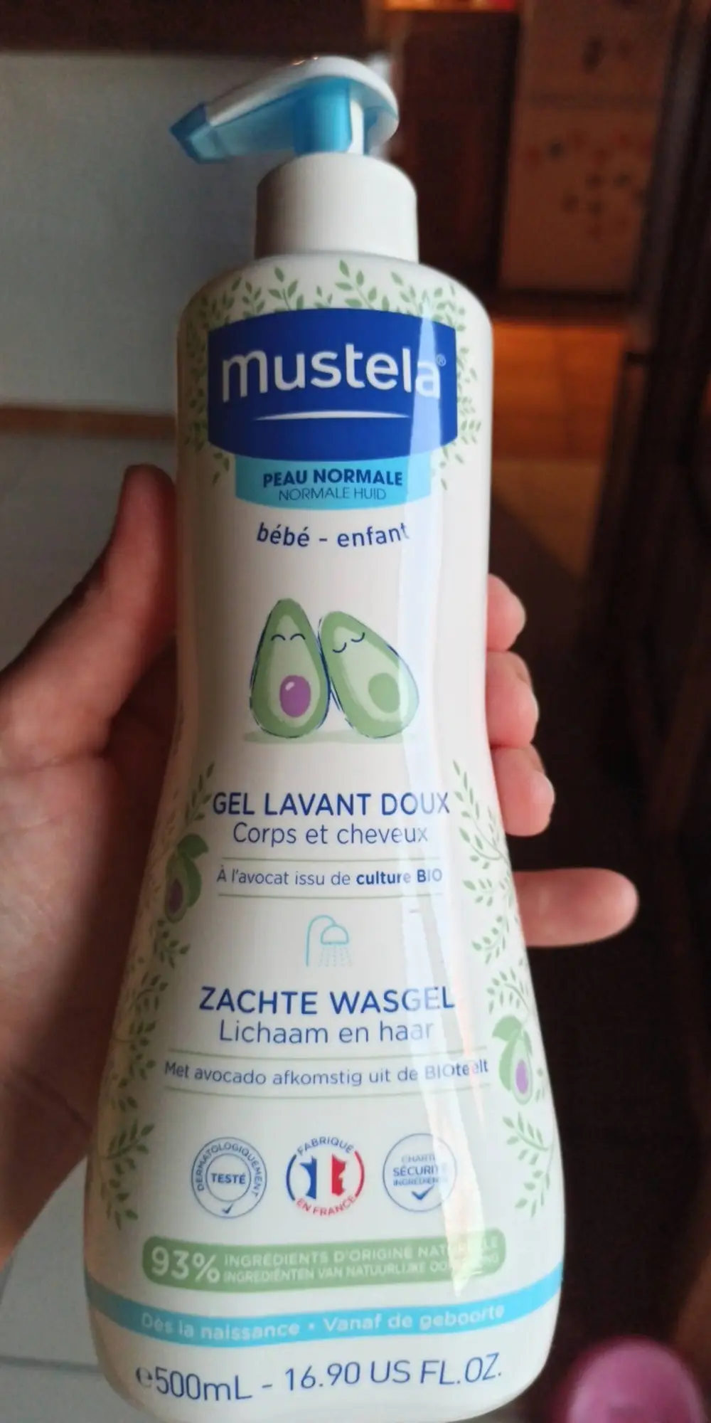 MUSTELA - Peau normal bébé - Gel lavant doux corps et cheveux