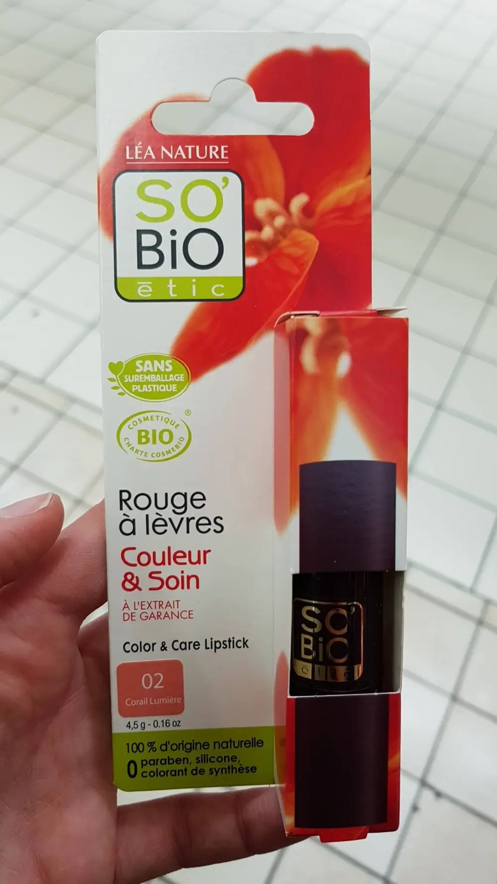 SO'BIO ÉTIC - Couleur & Soin - Rouge à lèvres 02 corail lumière