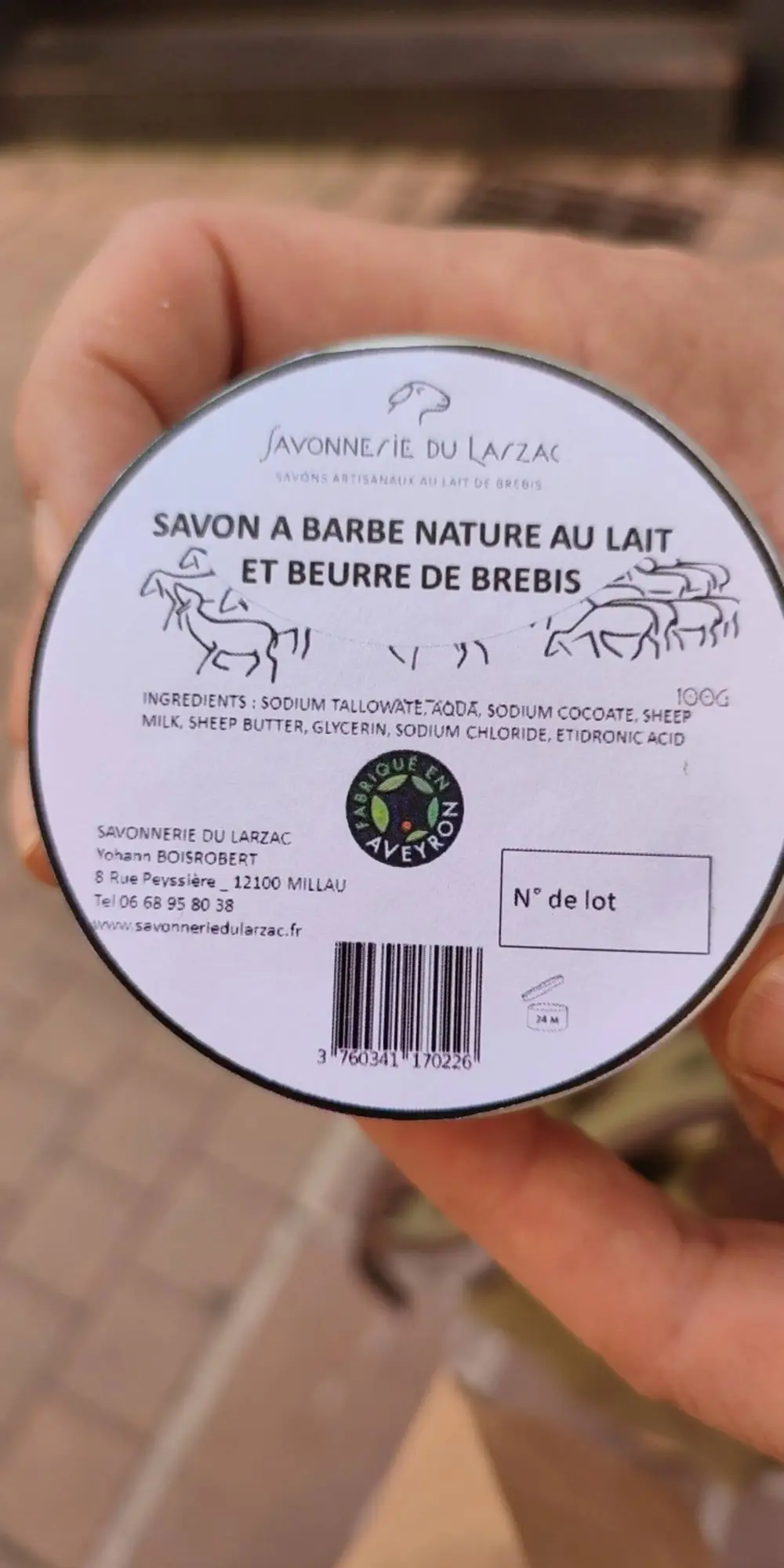 SAVONNERIE DU LARZAC - Savon à barbe nature au lait et beurre de brebis
