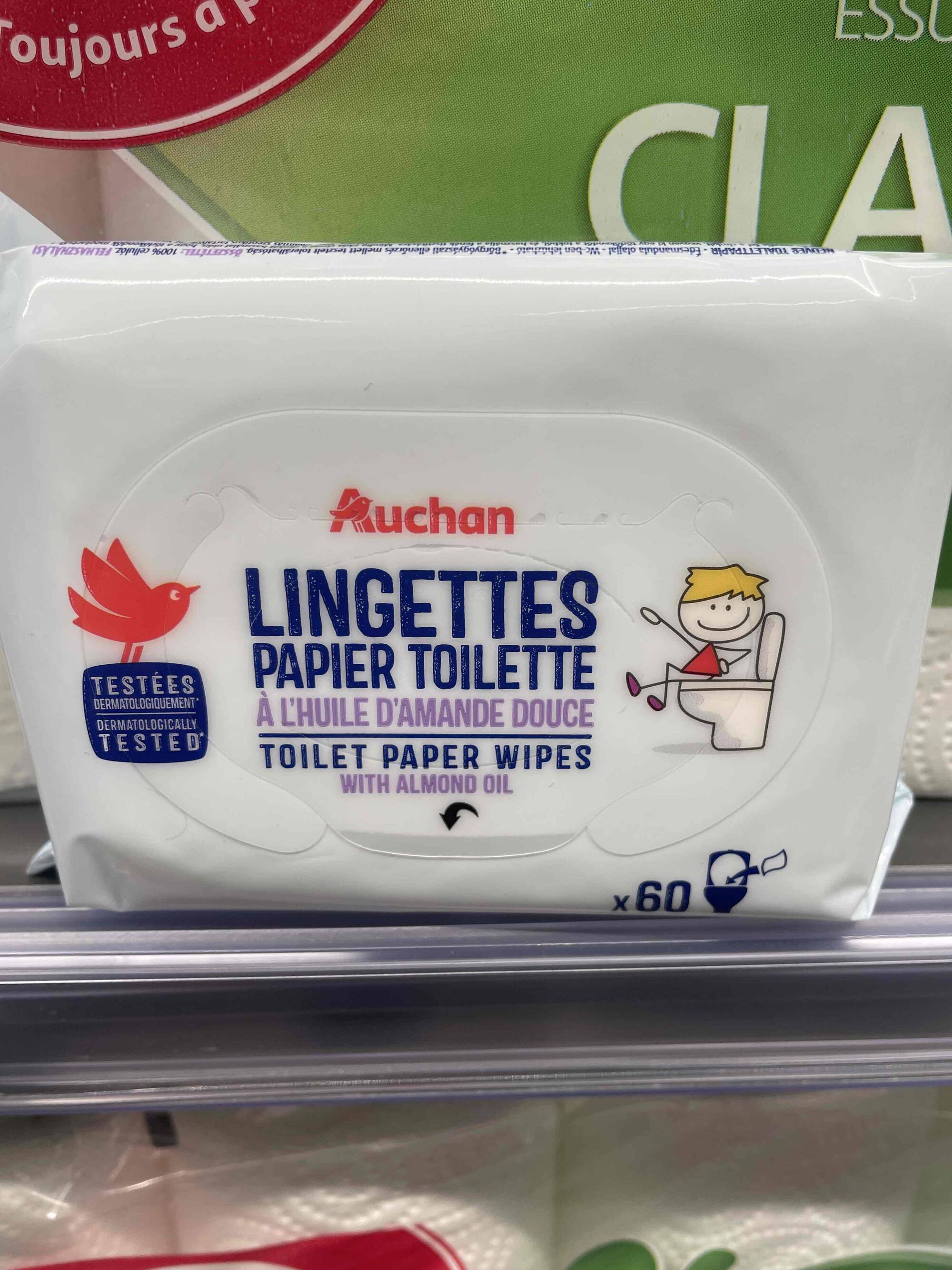 AUCHAN - Lingettes papier toilette à l’huile d’amande douce