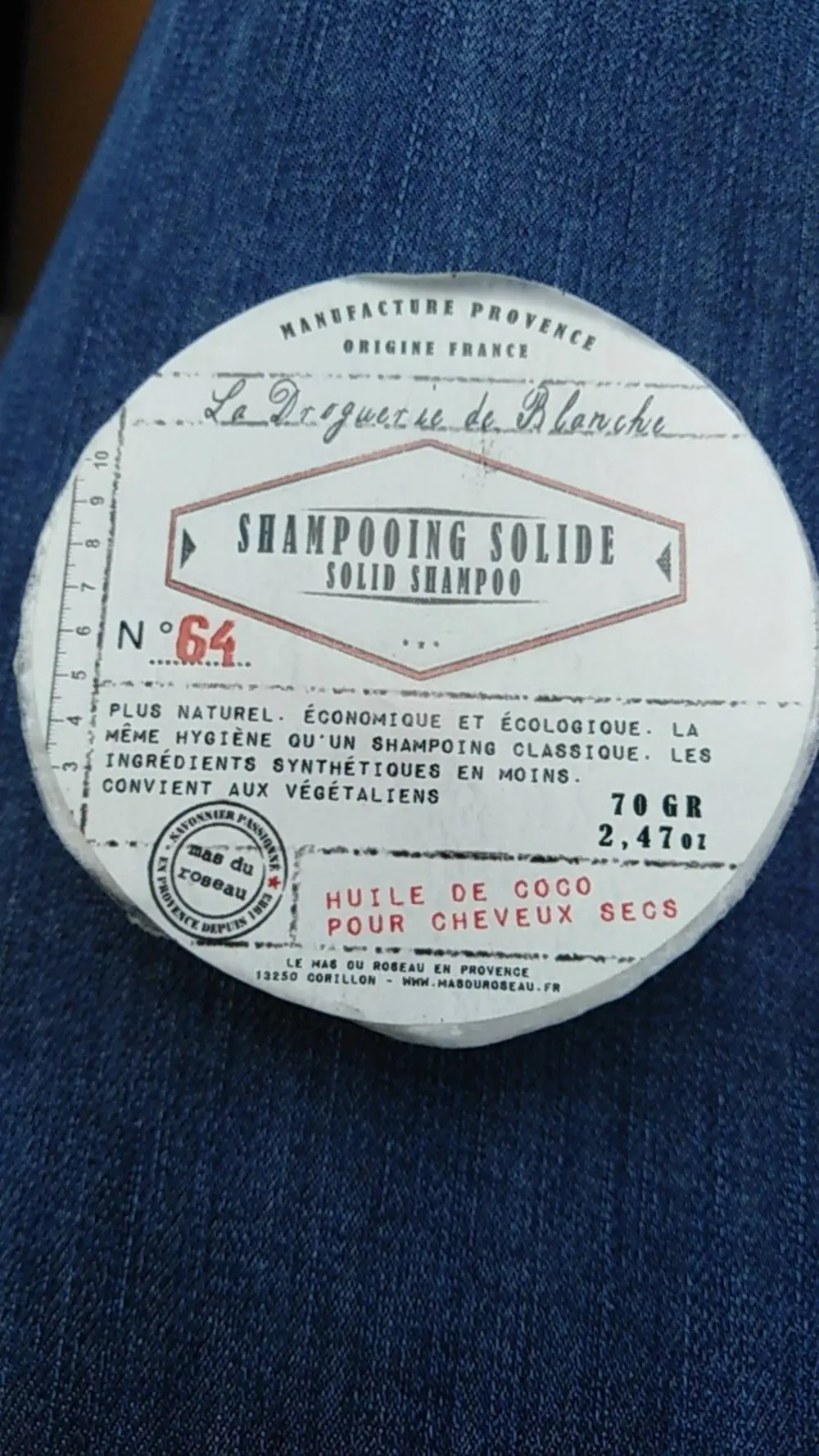 LA DROGUERIE DE BLANCHE - N°64 - Shampooing solide