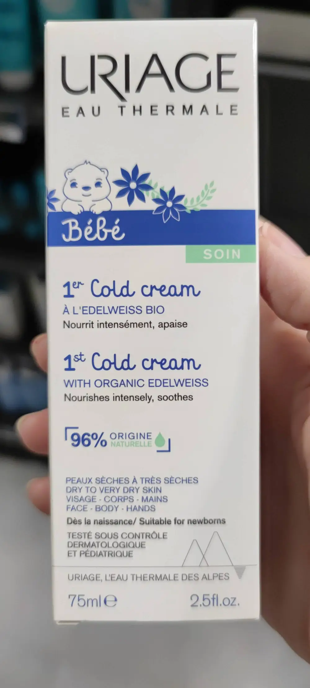 URIAGE - Eau thermale bébé - 1er Cold cream à l'edelweiss bio