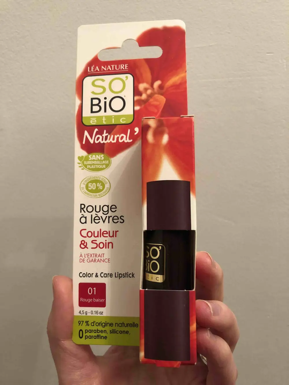 SO'BIO ÉTIC - Natural' - Rouge à lèvres 01 rouge baiser