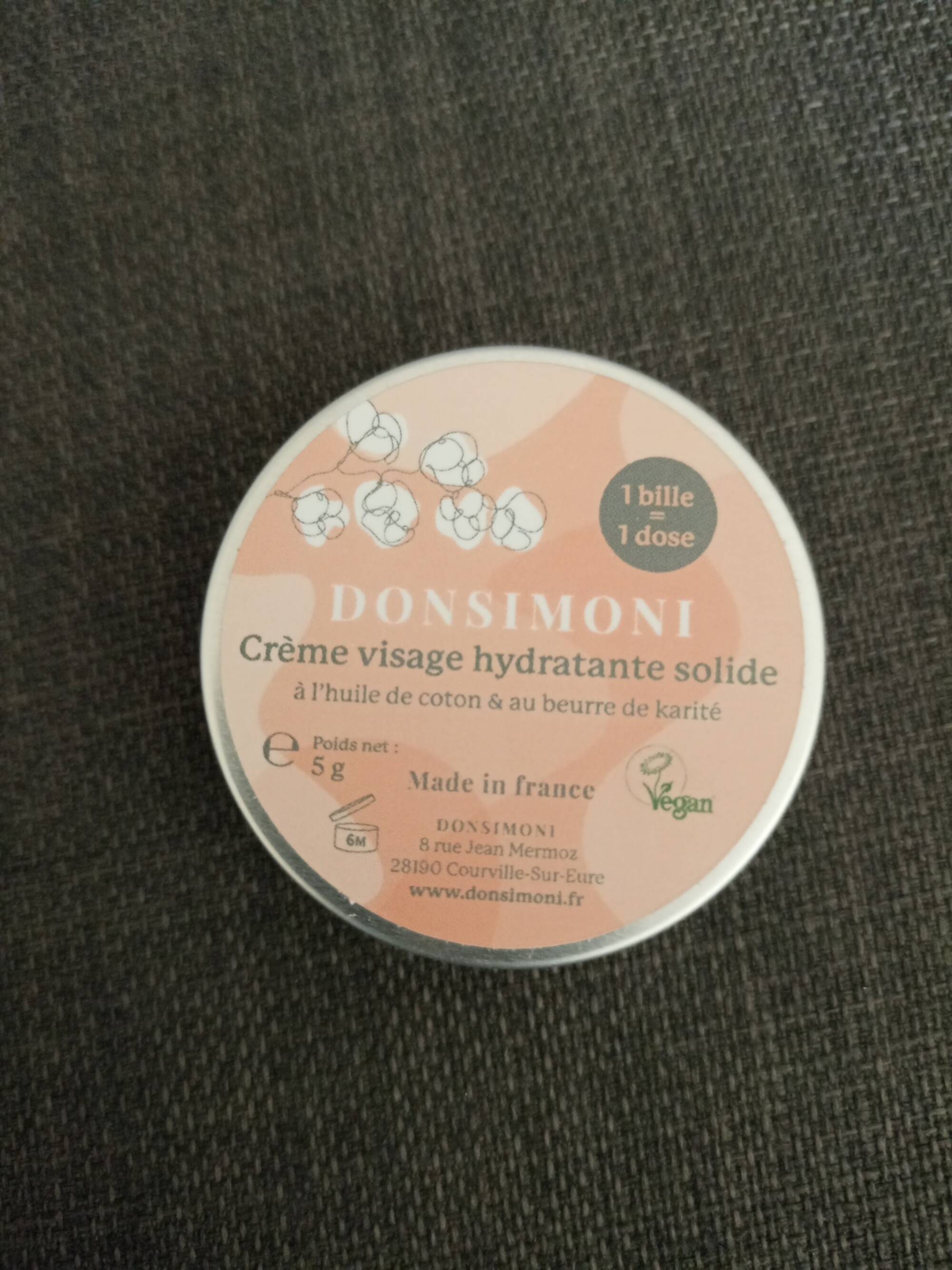DONSIMONI - Crème visage hydratante solide